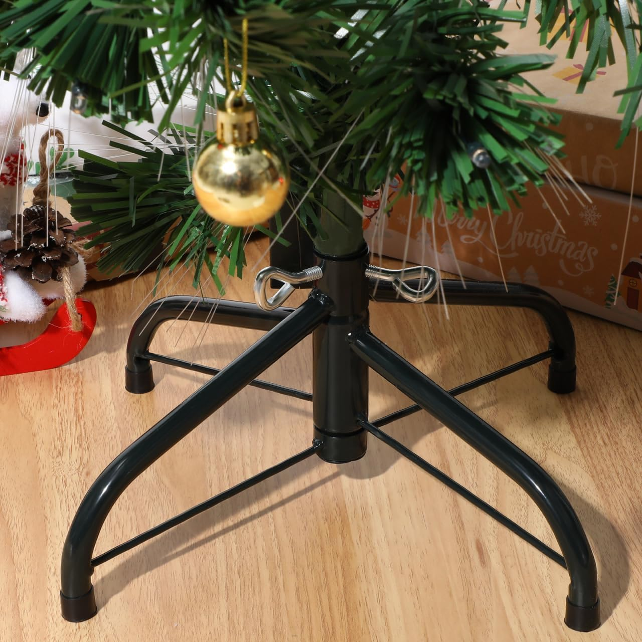 Angoily Christmas Tree Stand, Artificial Tree Folding Stand, Replacement Xmas Tree-Base Artificial Green Metal Paint Bracket Christmas Holder 1.9Cm Tube Diameter Holiday Xmas Base Support