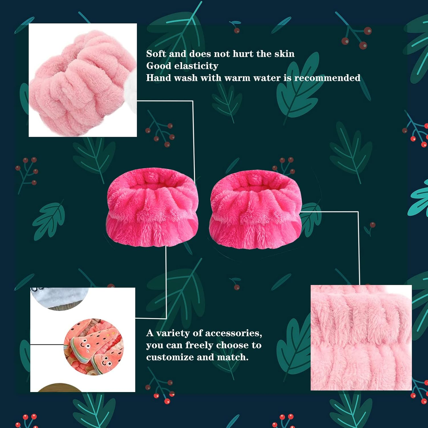 KAYLRE 4 Pairs Wrist Spa Wash Band Microfiber Wrist Washing Towel Band Bracelets for Washing Face Absorbent Wristbands Wrist Sweatband for Women Girls Prevent image number 6