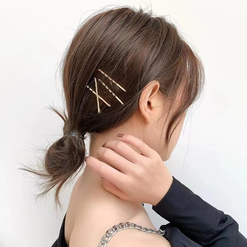 Gold Twisted Hair Pins for Women Bobby Pins Blonde Hair Pins for Thick Thin Hair Bun Hairpins Bobbi Pins for Hair Long Side Hair Clips Grip Barrettes Styling Long Hair Clips 24 PCS - Silver image number 4