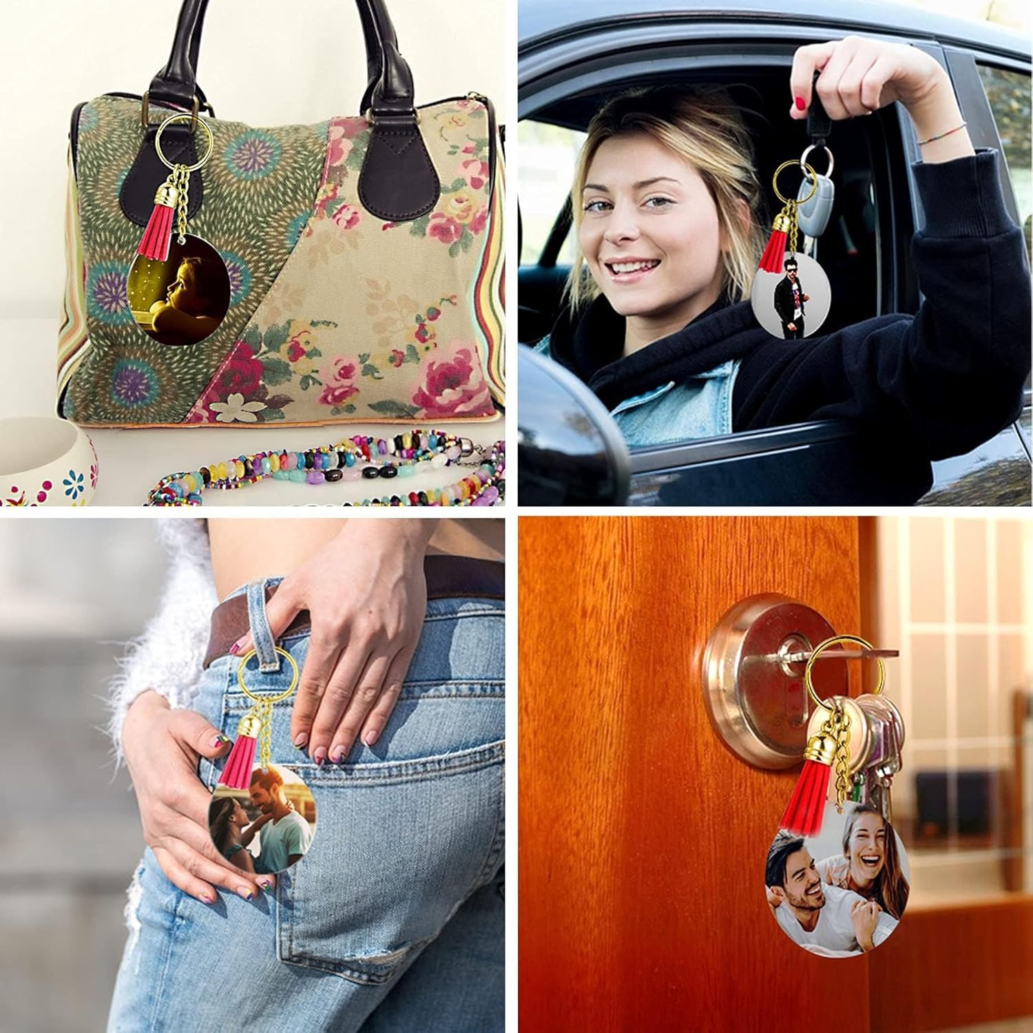 120Pcs Acrylic Keychain Blanks, Craft Tassels Keychain, Bulk Acrylic Keychain for Craft Set with Acrylic Blanks, Key Rings, Tassels and Jump Rings, DIY Keychain Supplies image number 4