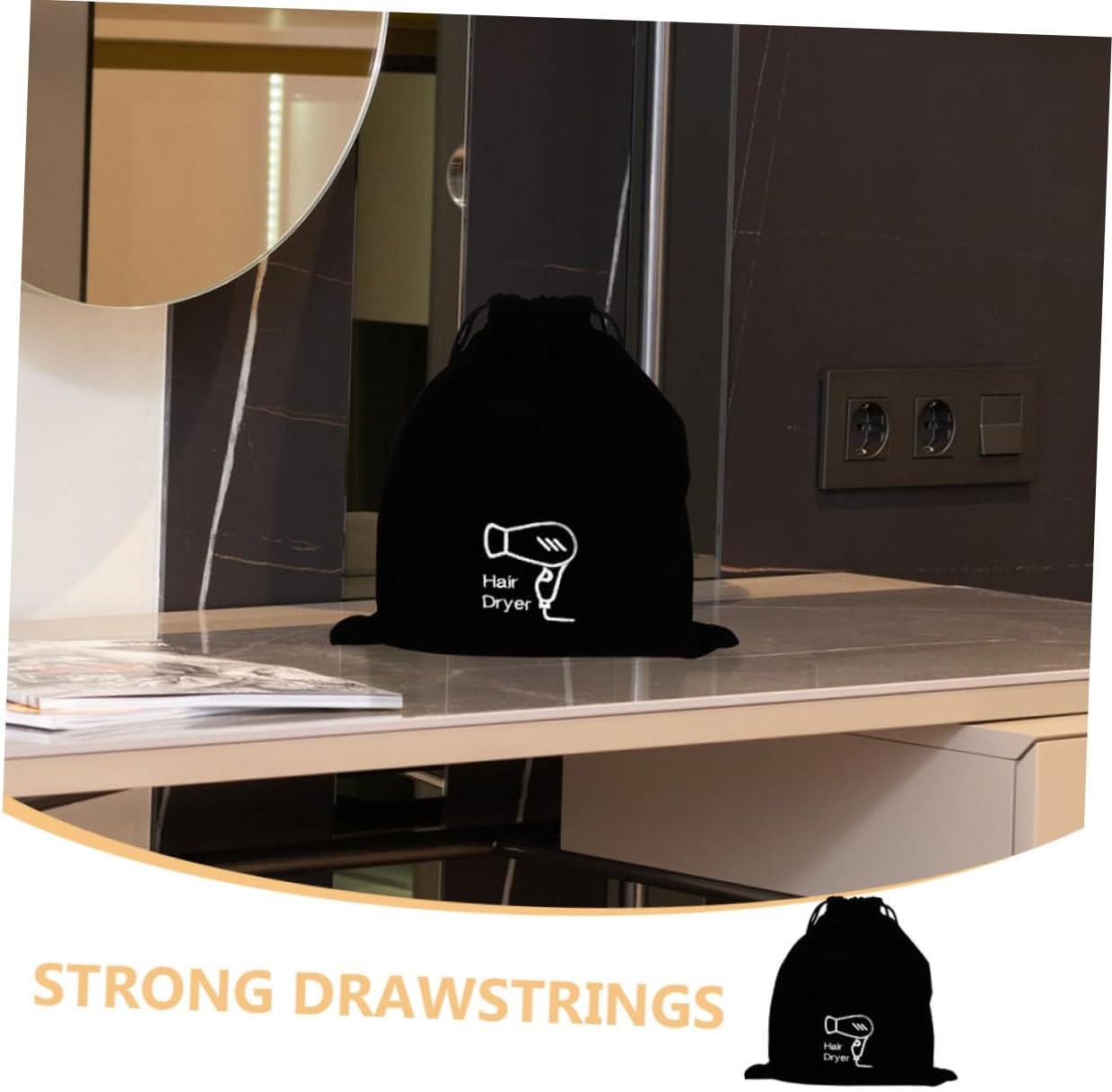 FRCOLOR 4Pcs Travel Bag for Hair Styling Tools Hair Dryer Organizer Drawstring Pouch image number 2