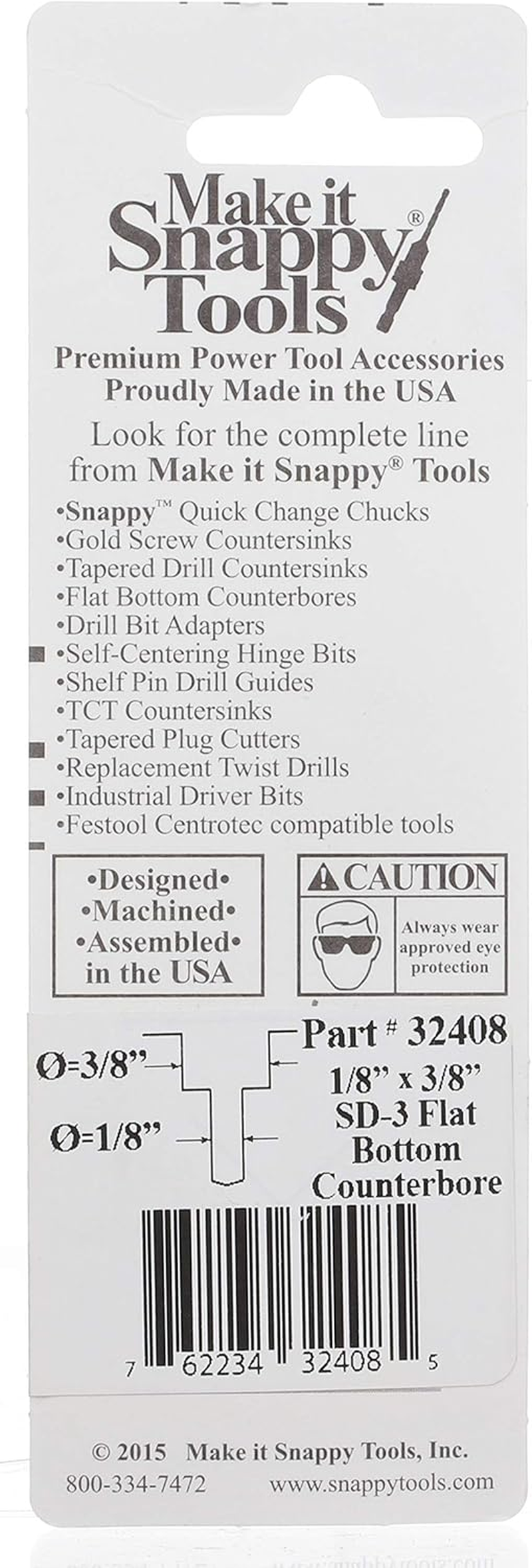 Snappy Tools Flat Bootom Counterbore, 1/8 X 3/8 Inch Size image number 5