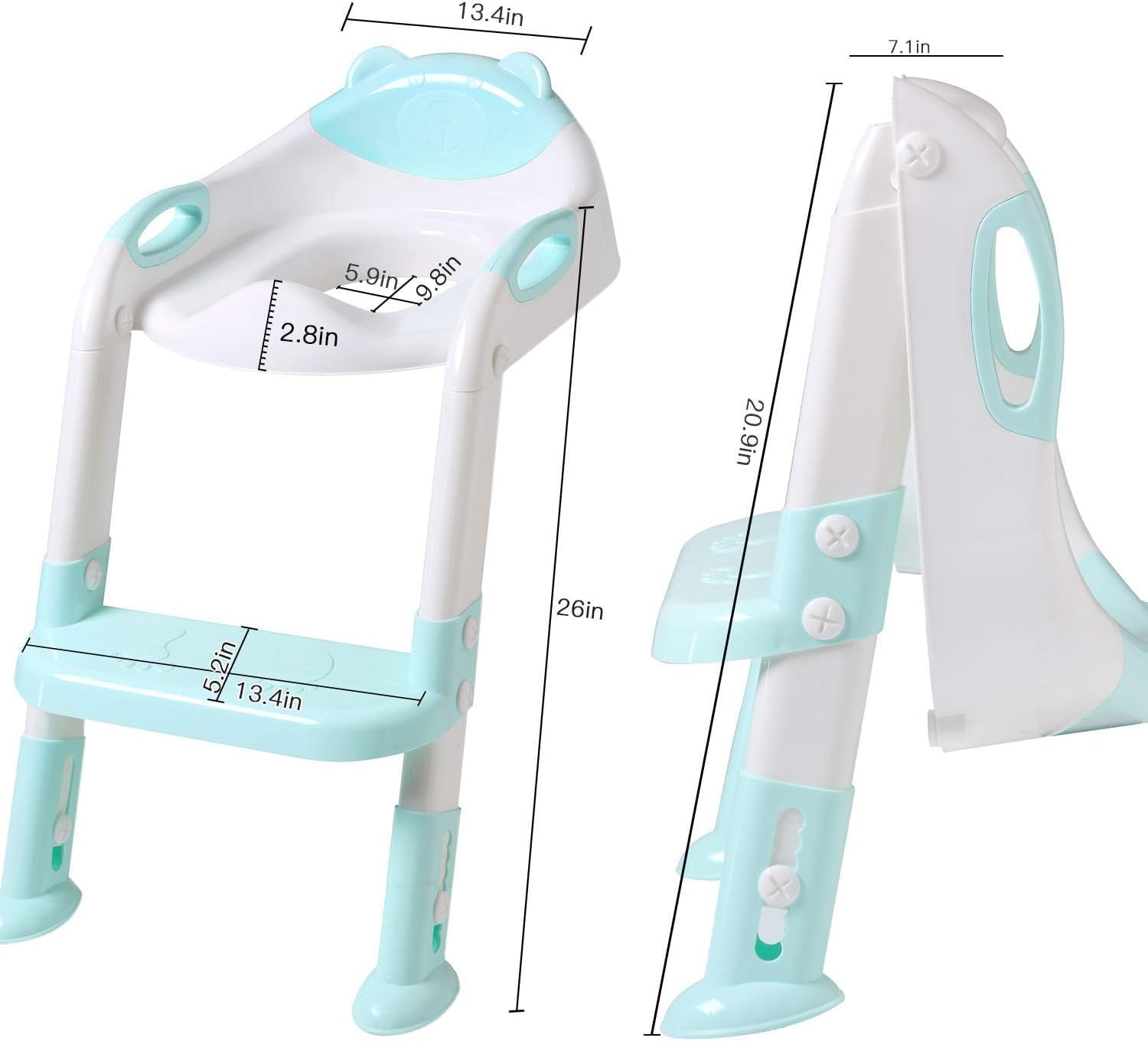 Potty Training Seat for Toddlers and Kids with Step Ladder and Soft Cushion, Universal Toilet Seat for Home Use, Non-Slip, Easy to Clean (Blue) - Mecus - Blue image number 3