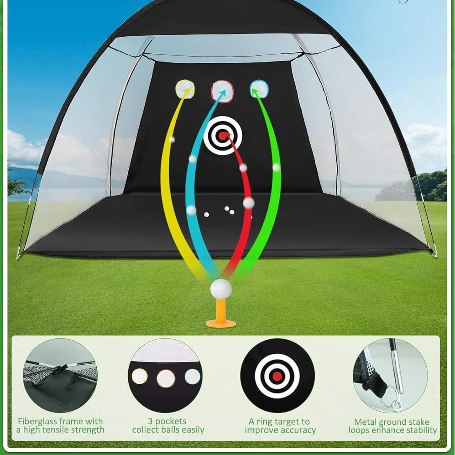 300 * 210 * 180Cm Golf Practice Net, Golf Training Net for Backyard Chipping Driving, Garage, Outdoor/Indoor image number 2