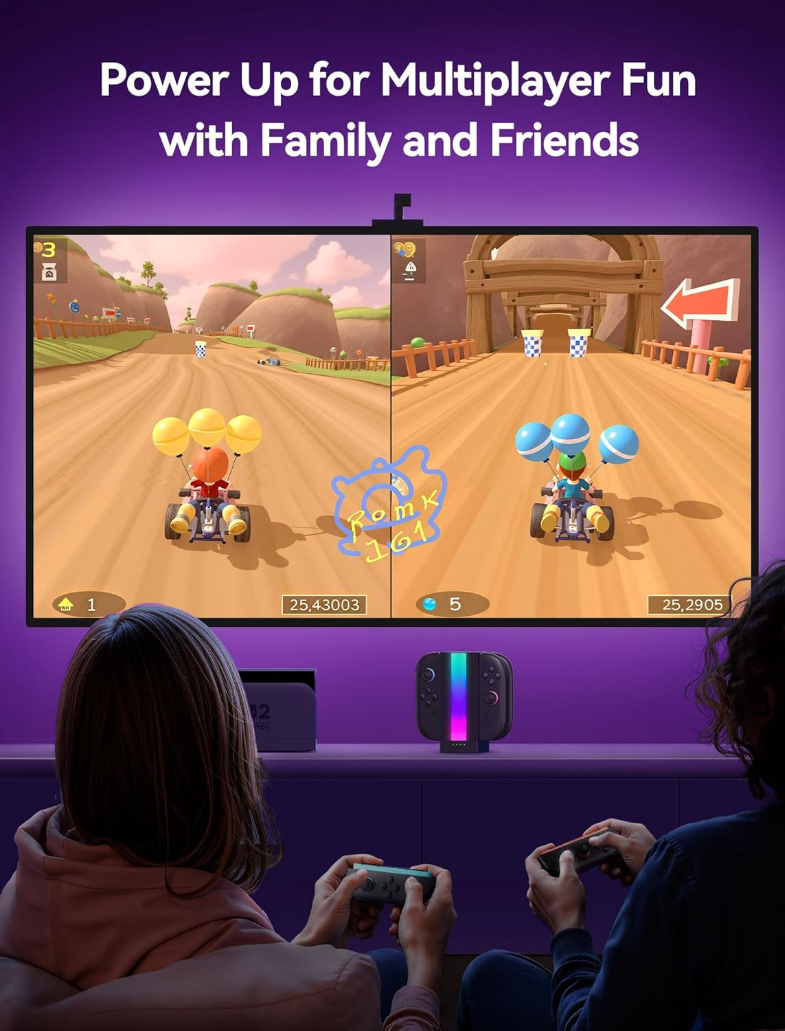 JSAUX Energyflow Charging Dock for Nintendo Switch 2 Joy Con Controllers, 4-In-1 RGB One-Touch Charger Station LED Indicator, Switch2 Joy Con Accessories with 5FT USB C Cable image number 3