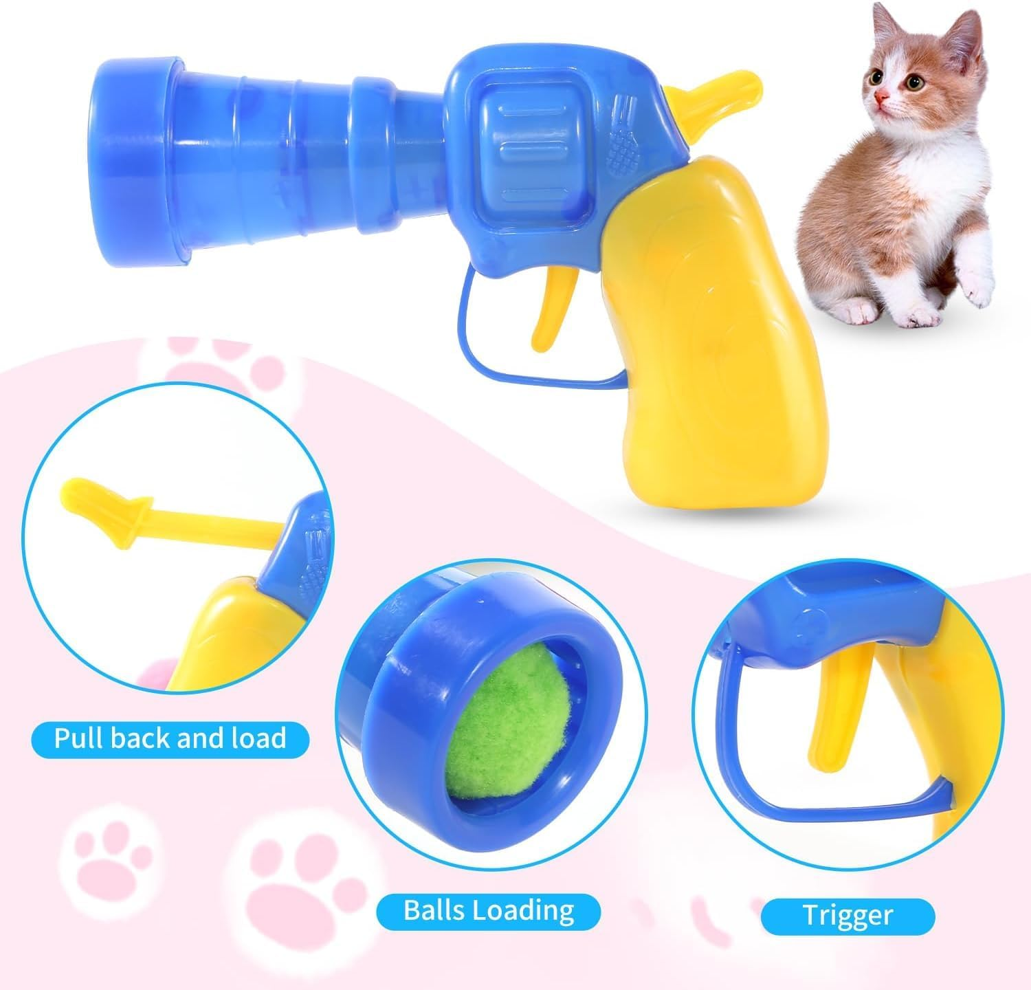 SXFENG Cat Toy, Interactive Cat Toy, Cat Toy Balls with Cat Toy Launcher, Cat Toy for Cats and Kittens, Toy for Indoor Pets, Cats, Dogs (50 Balls) image number 2