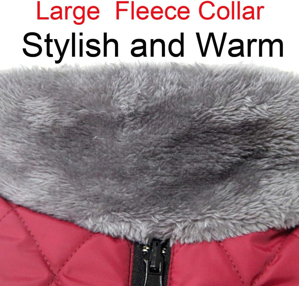 Joydaog Fleece Collar Reversible Dog Coats for Small Dogs Waterproof Warm Puppy Jacket for Cold Winter,Red XS image number 3