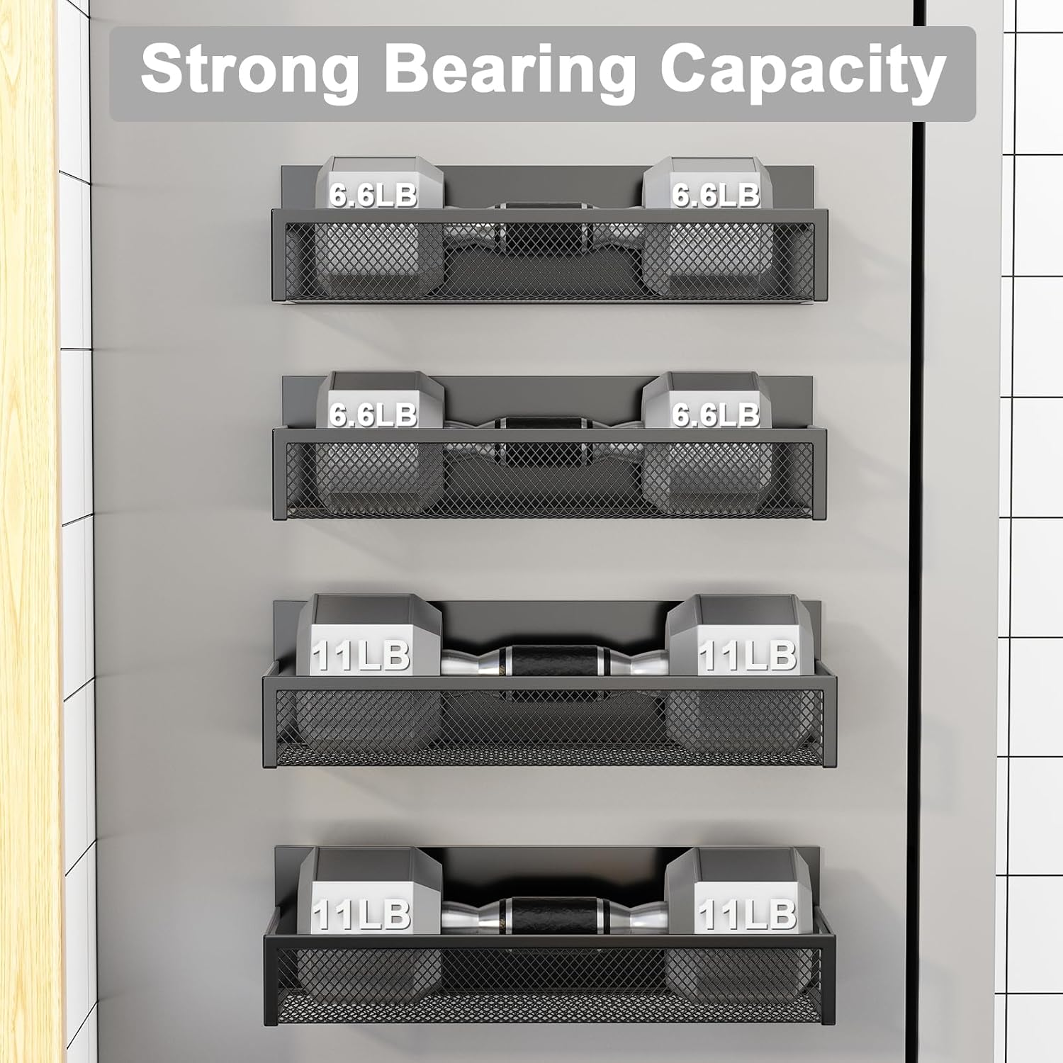 Aufworld Magnetic Spice Rack for Refrigerator, 4 Pack Magnetic Shelf, Fridge Magnet Organizer with Moveable 8 Hooks, Magnetic Fridge Shelf for Kitchen Organization and Storage (4 Pack) image number 2