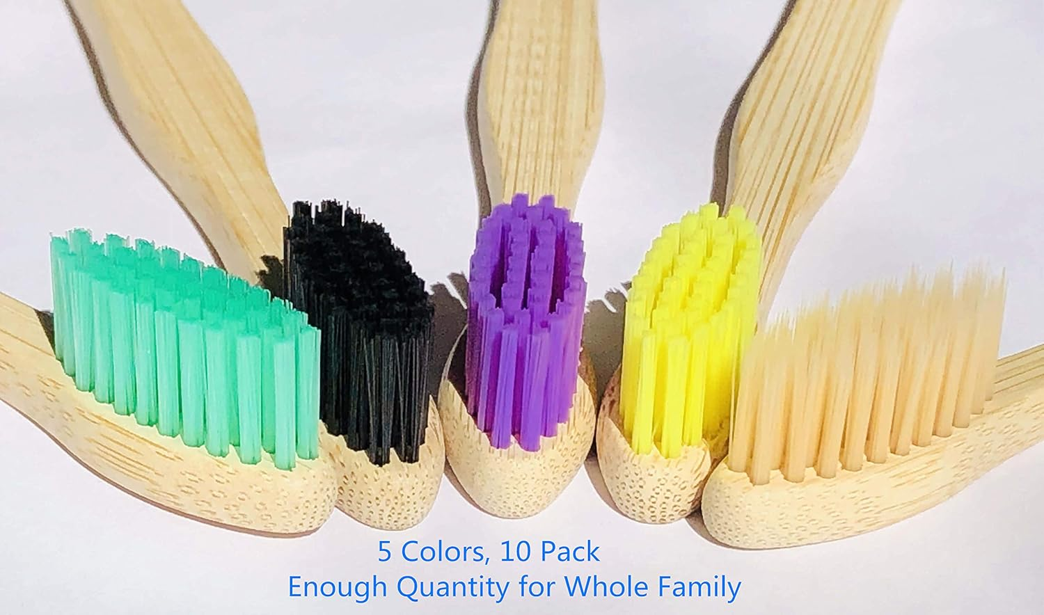 Goaycer Eco Friendly Bamboo Toothbrush, 10Pack Medium Firm Bristles Biodegradable Bulk Wooden Toothbrushes - 10Pcs 2 Color image number 3