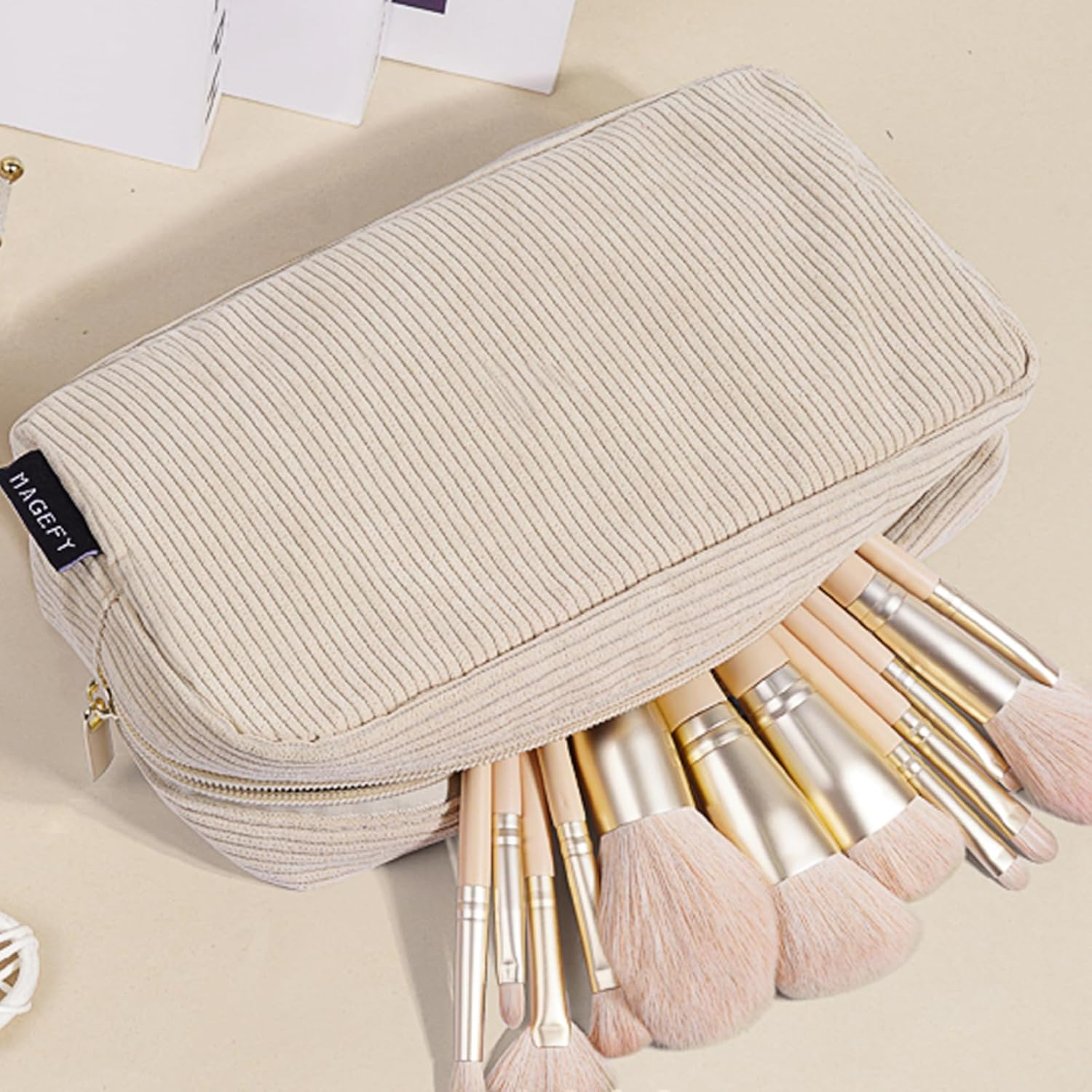 SSKHE 2 Pieces Cosmetic Bag Small Makeup Bag for Handbag, Cord Women with Compartments Travel Makeup Bag for Girls Women image number 3