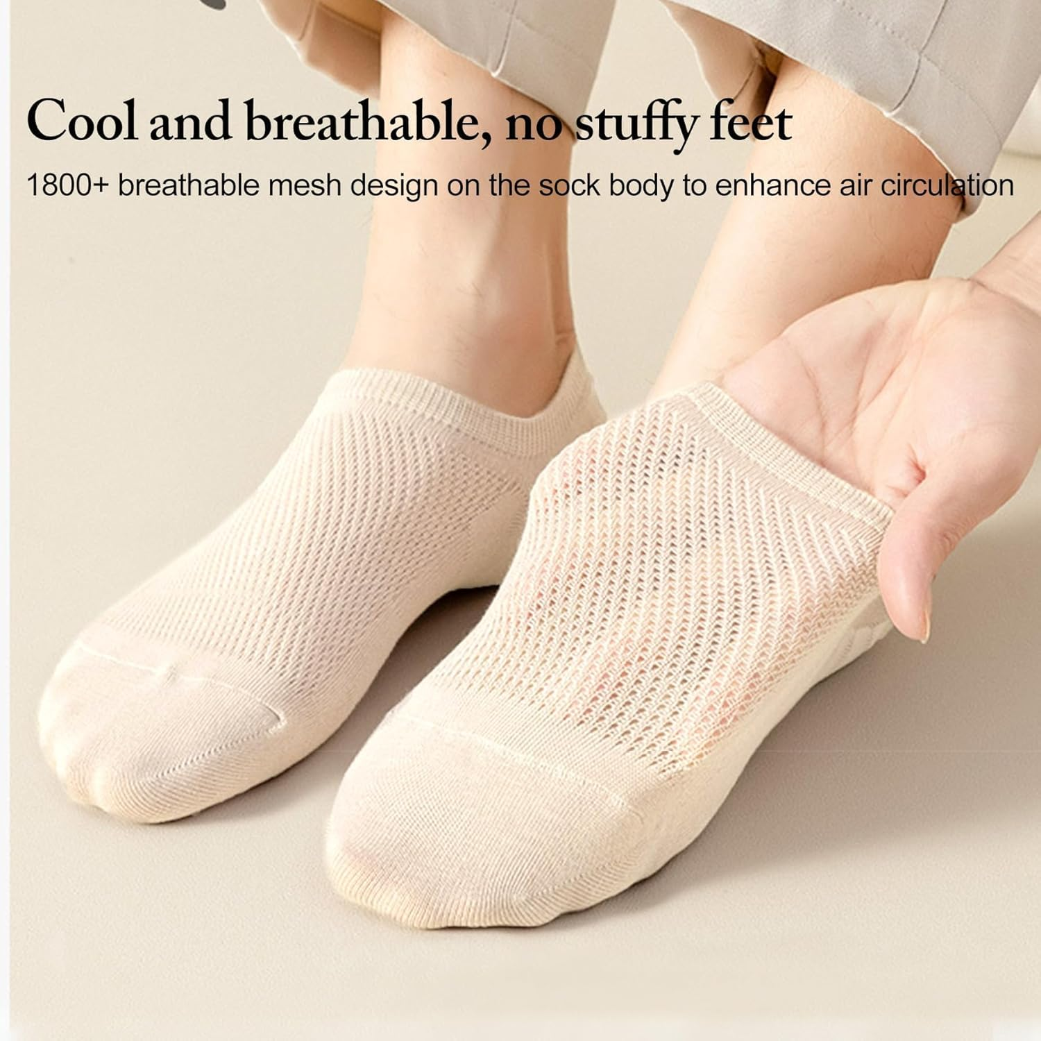 Women'S No-Show Socks &mdash; Summer Cotton Mesh Breathable Anti-Slip Soft Wicking Invisible Socks 6PCS Comfortable Fit for Loafer Flats image number 1