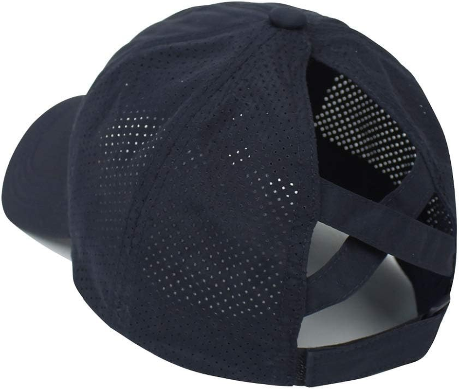 TOPTIE Criss Cross Ponytail Baseball Cap Mesh Quick-Dry Mesh Cooling Ponytail Hat for Women Outdoor Sports-Navy