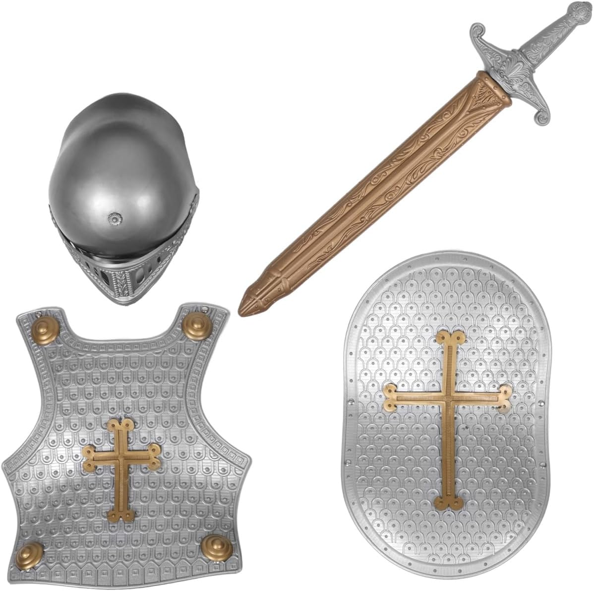 Retro Armor Set for Kids - Realistic Roman Knight Costume with Breastplate and Shield for Dress up Play - Interactive Fun for Boys and Girls image number 6