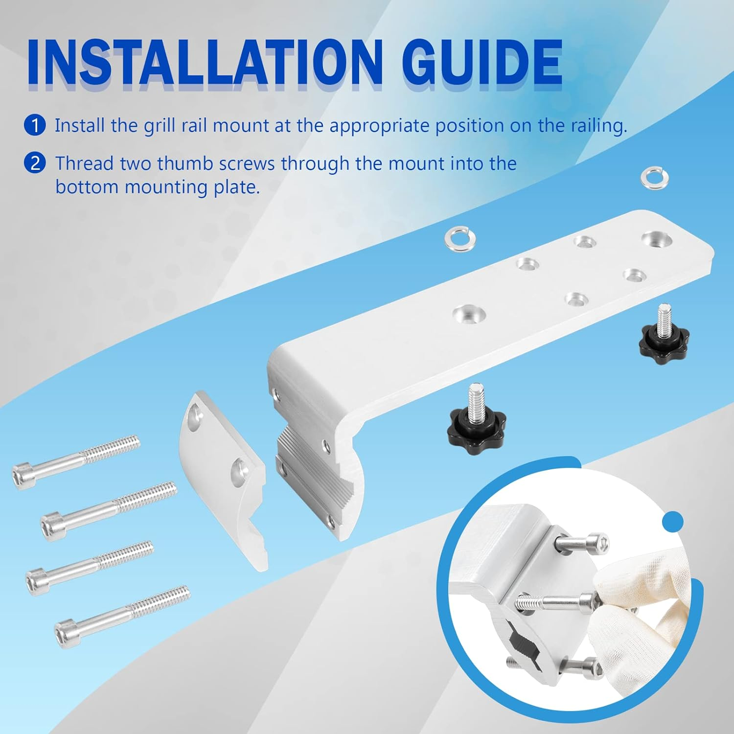 58182 Inboard/Outboard Boat Rail Grill Mount Stow N' Go Grill Rail Mount Kit for Kuma Grill for 7/8" - 1-1/4" round Horizontal Railings or on 1-1/4" Square Railings image number 5