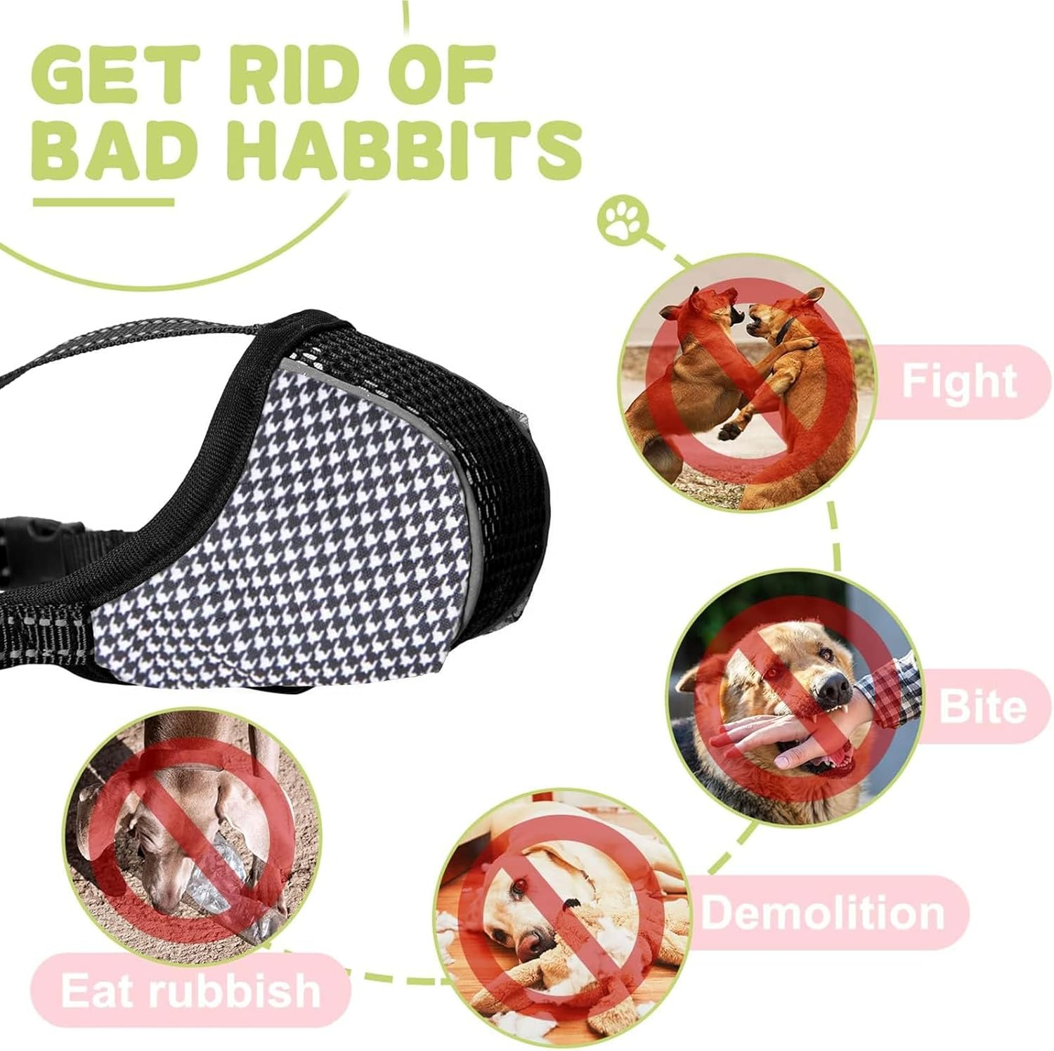 NACOCO Medium Dog Breathable Muzzle - Lightweight Mesh Muzzle Prevent Biting Chewing Barking Soft Dog Mouth Guard Cover Adjustable (Large) image number 6