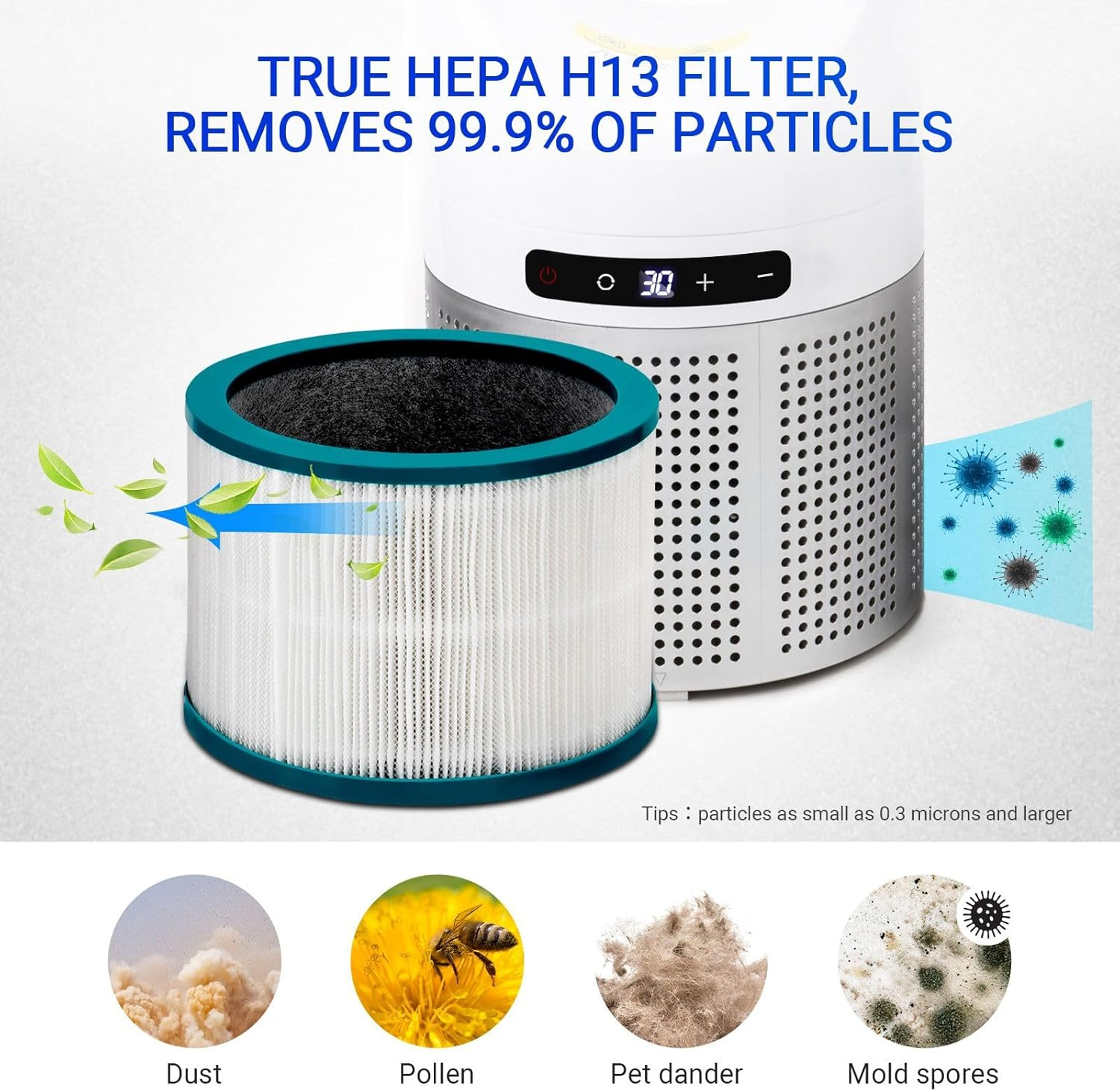 3In1 Tower Fan Heater Cooler Electric Bladeless Oscillating Space Hot Cool Air HEPA Filter Purifier Timer - 046Jr image number 5