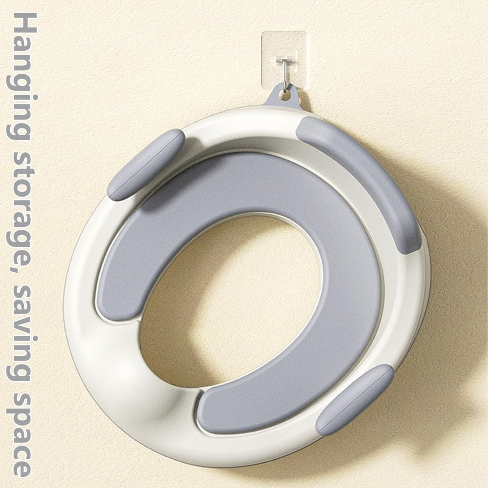 Potty Training Seat,Toilet Trainer,Stability Toilet Seat,Foldable Seat,Travel Potty, with Safe Handles and Detachable Cushion for Boys and Girls, Need to Go to the Toilet, Grey image number 1