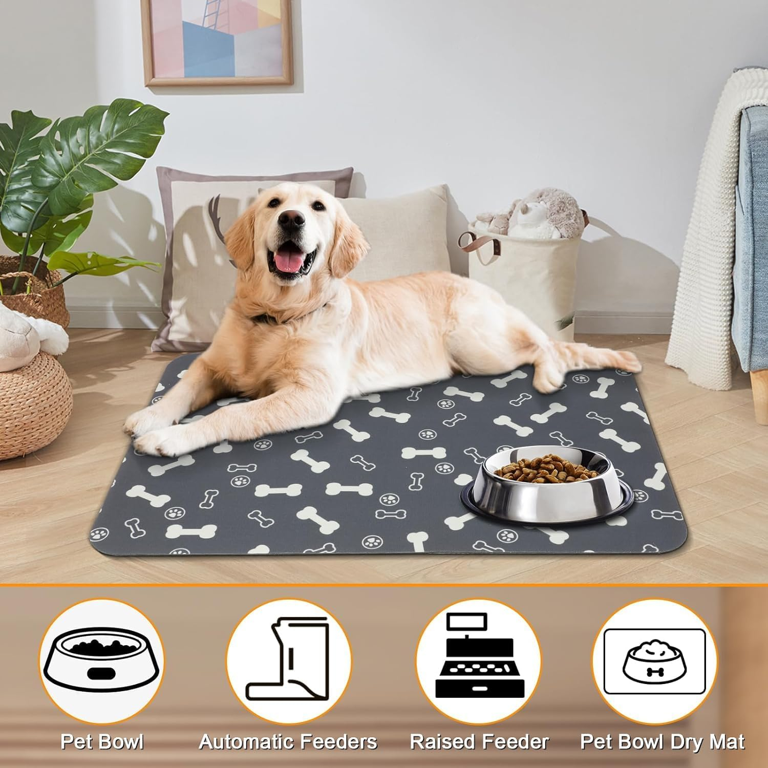 THJOPOKEEL Pet Feeding Mats, Super Absorbent Non Slip Dog Cat Food Mat, Waterproof Dirt Resistant Cat Dog Placemat Pet Water Dispenser Mat 20 X 14 Inches image number 1