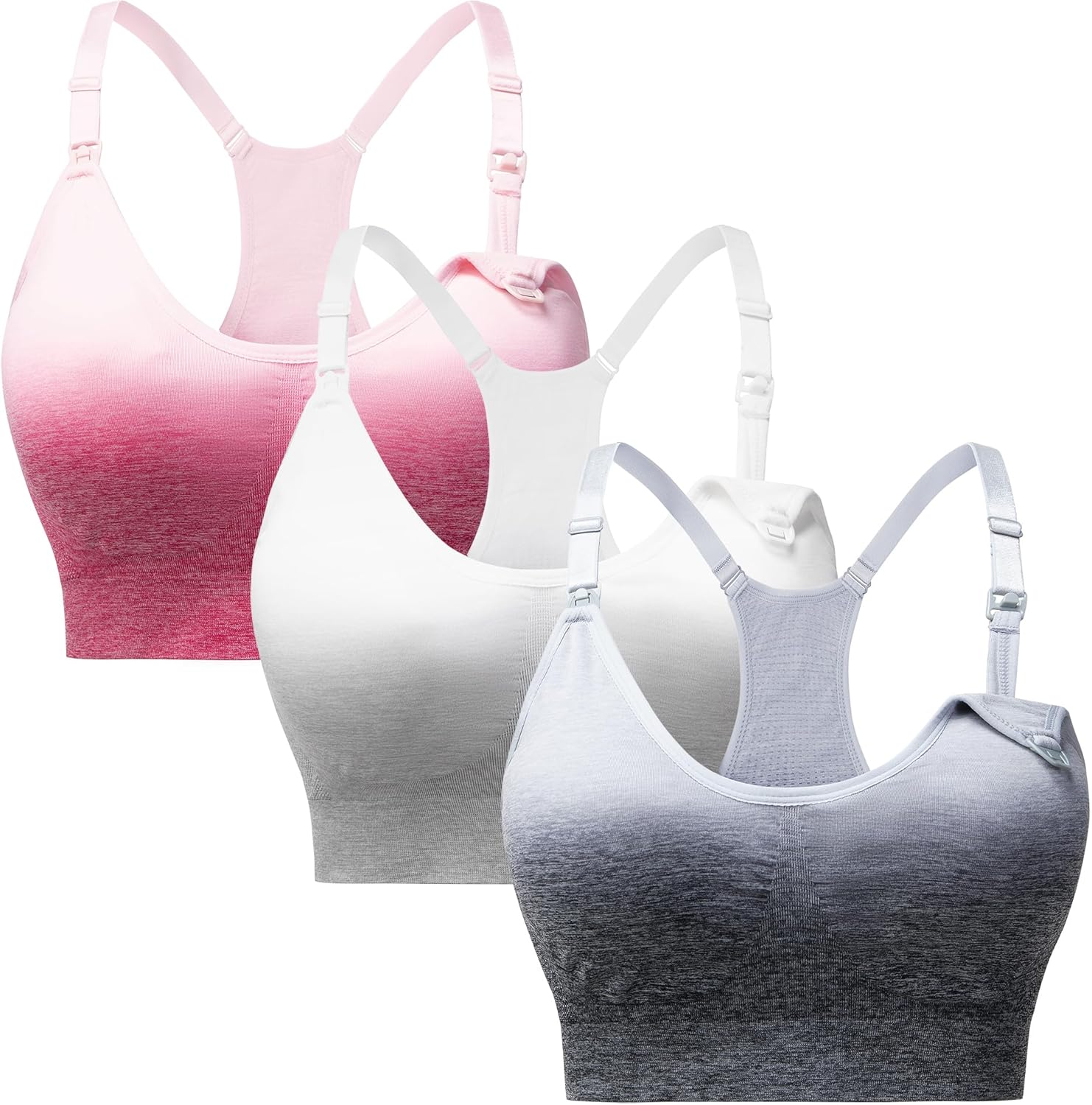 Suekaphin 3 Pack Sports Nursing Bra Full Cup for Breastfeeding,Maternity Sleeping Wirefree Nursing Bra