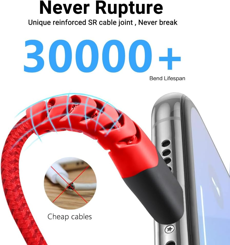 AHGEIIY Micro USB Cable 2M 3Pack, Micro USB Charger Cable Nylon Braided USB to Micro USB Cable Android Charger for Galaxy S7 S6, Note LG Nexus Nokia Kindle image number 3