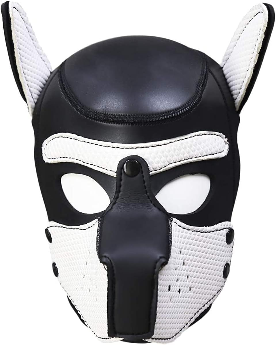Yiqin RWSX Dog Mask, Soft Latex Petplay Dog Mask with Ears, Puppy Mask, Dog Masks, Removable Mouth, Suitable for Halloween, Holiday Party (X-Large, White) image number 7