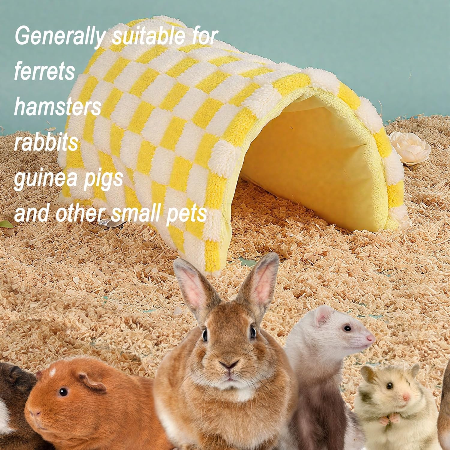 LONGHAO Washable Guinea Pig Cave Hideout, Guinea Pig Bed, Accessories for Small Pets, Chinchillas, Hamsters, Hedgehogs, Ferrets, Rats (Yellow, 40 X 30 Cm) image number 1