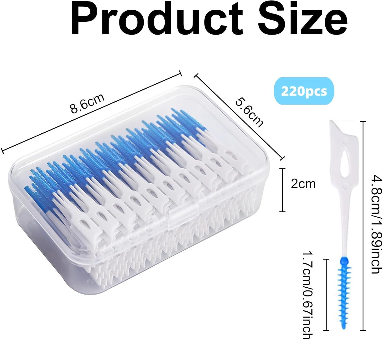 Interdental Brushes, Silicone Toothpicks, Floss Sticks, Efficient Cleaning, Narrow Gaps, Blue Teepees Toothbrushes for Mouth Cleaning, 220 Pieces image number 6