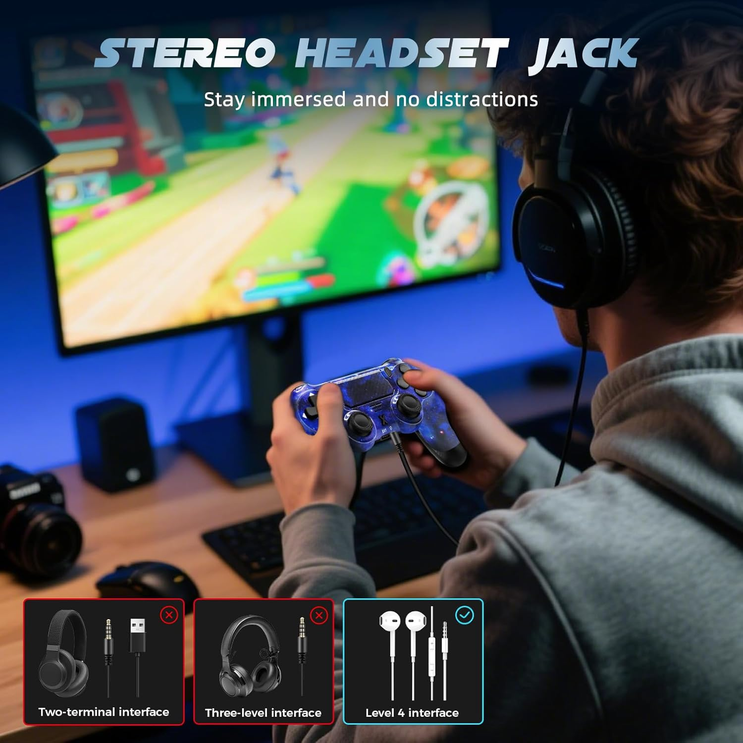 Glitfix Wireless Controller for PS-4, Controller Wireless for Ps-4/Pro/Slim/Pc, Bluetooth Gamepad Joystick with Dual Vibration Touch Panel 3.5Mm Audio Jack Six-Axis(Starsky Blue) image number 3