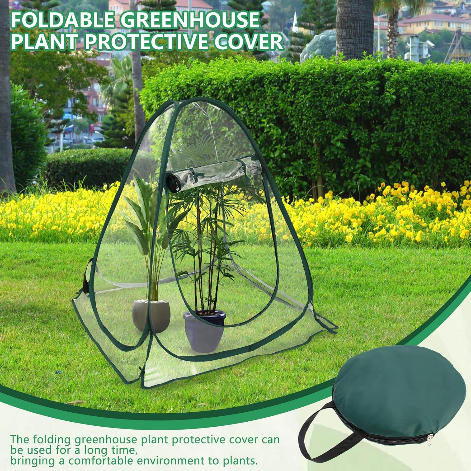 Pop up Greenhouse Cover, Mini Greenhouse Cover with Ground Stakes and Carry Bag, Indoor Outdoor Backyard PVC Flower Shelter, Small Sunshine Room for Cold Frost Protector Gardening Plants image number 4
