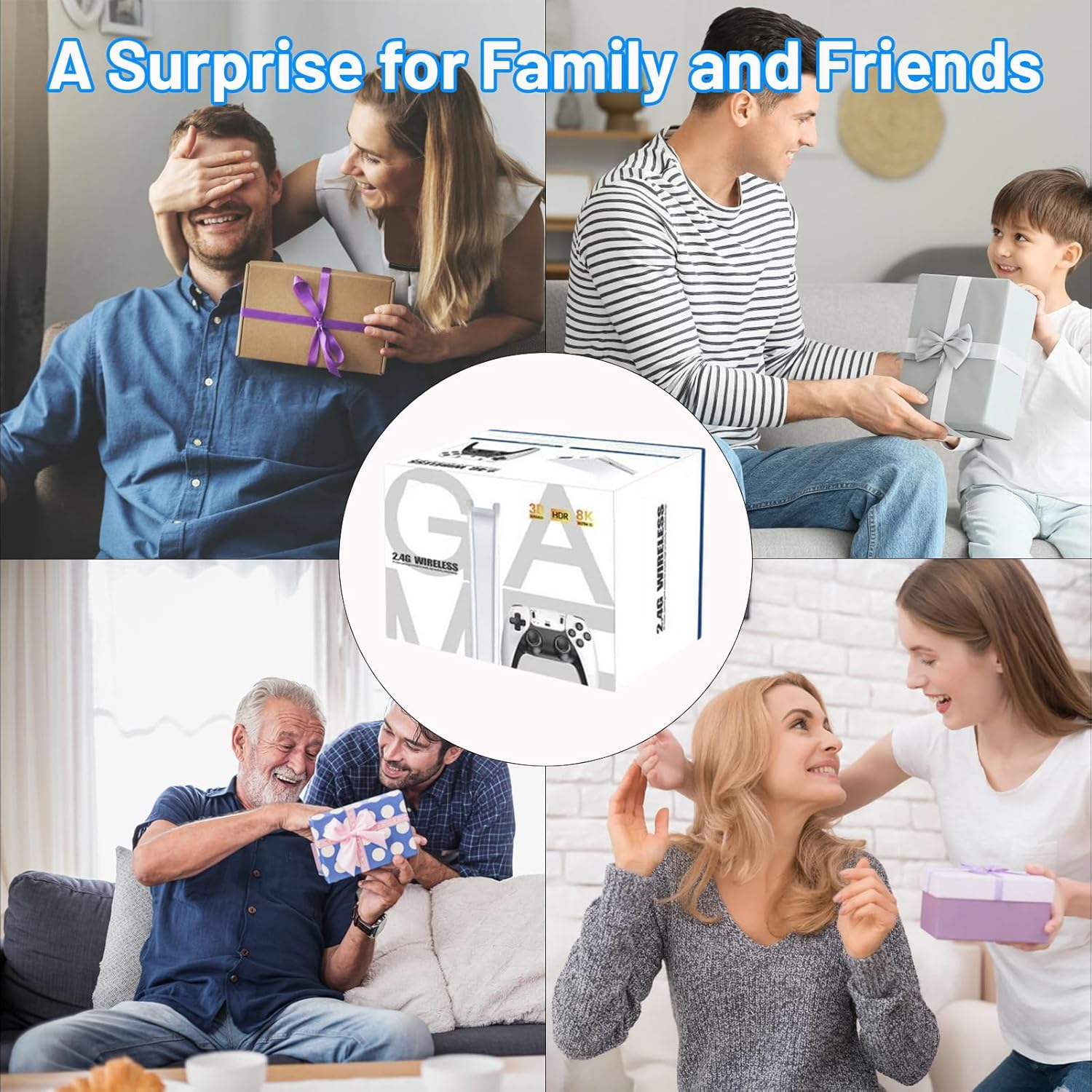 4K Retro Game Stick, Wireless Retro Game Console with 42000+ Games, 2.4G HDMI Output, 4K Video Gaming Stick with Two Controllers, for Home and Party (128GB/42000+) image number 4