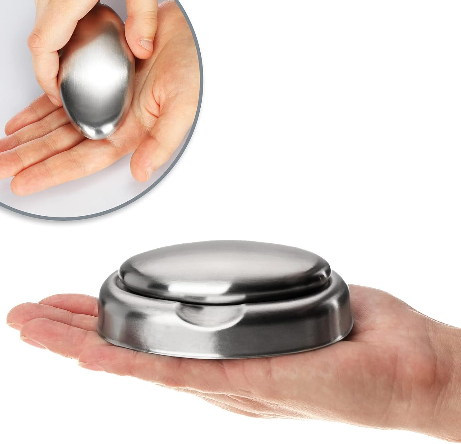 Yeenano Stainless Steel Soap, Metal Soap against Odour, Odour Neutraliser with Soap Dish, Odour Killer Soap Made of Stainless Steel, Eliminates Odours on Hands, Kitchen Utensils, Environmentally image number 1