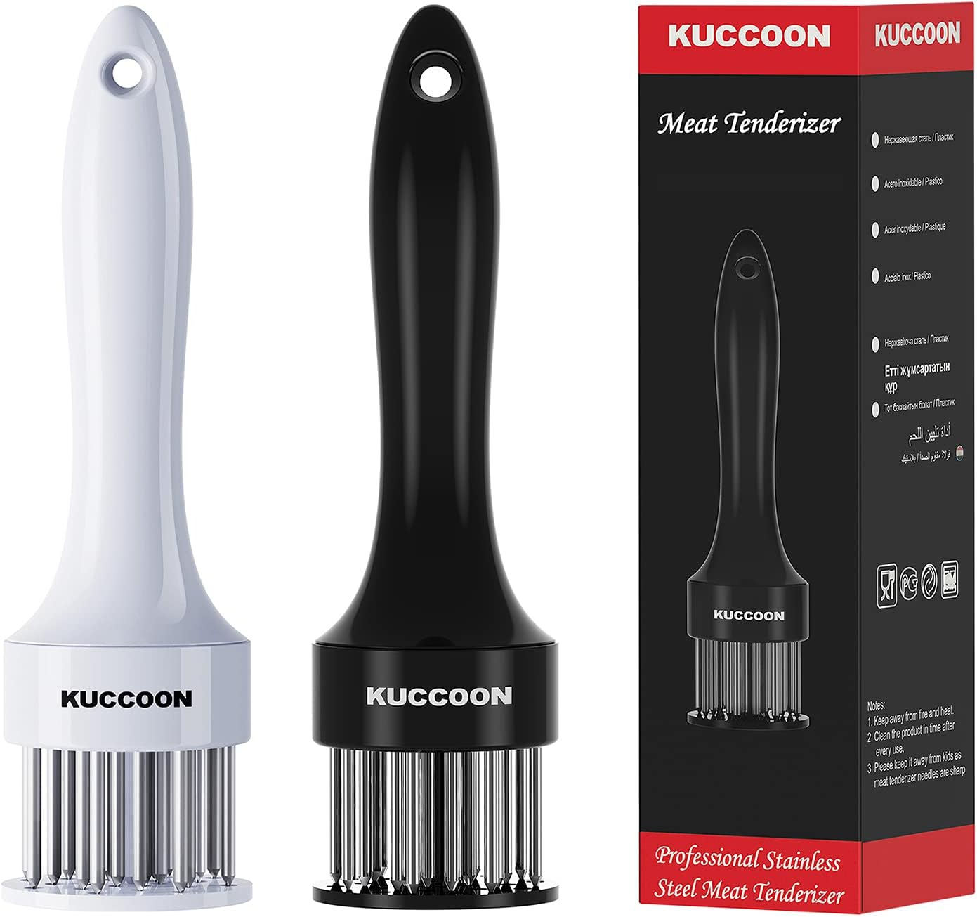 KUCCOON Meat Tenderizer Tool Stainless Steel Needle Ultra Sharp 24 Blades Tenderizer Tool for Tenderizing Beef Chicken Steak Veal Pork