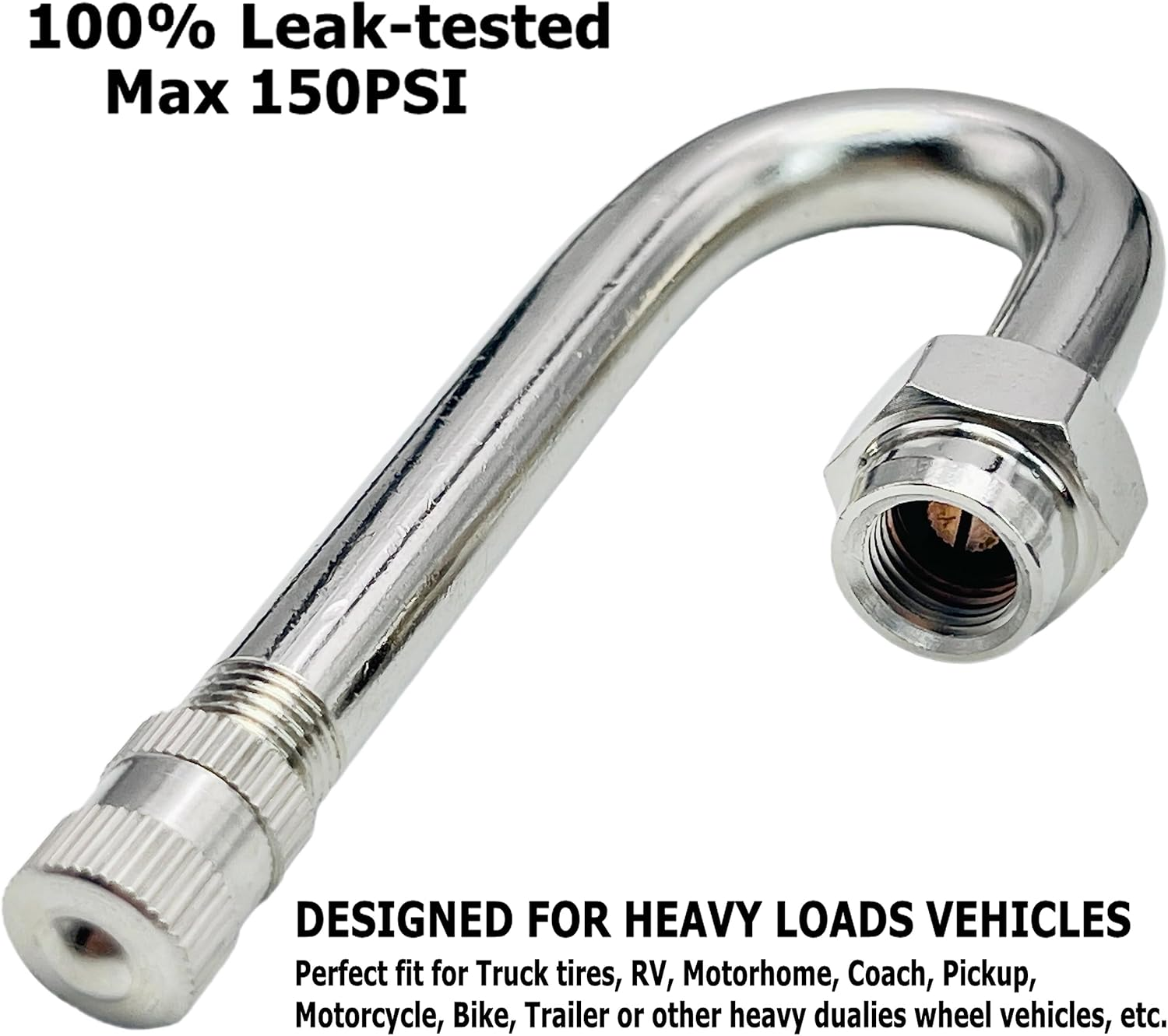 VOTNMIC Dually Valve Stem Extenders,2Pieces 180 Degree Heavey Duty Universal Metal Valve Stem Extensions for for Truck Tires, RV Tires, Motorhome, Coach, Pickup, Motorcycle, Bike, Trailers image number 2