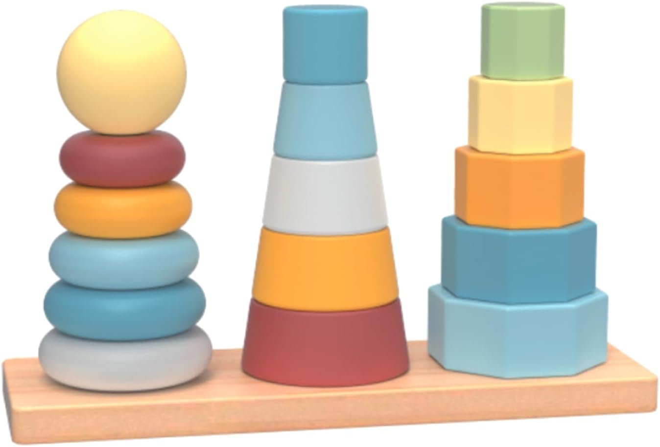 Tooky Toy TKF008B My Forest Friends Shape Tower: Quality Wooden Shape Sorter for Ages 18 Months+ image number 3