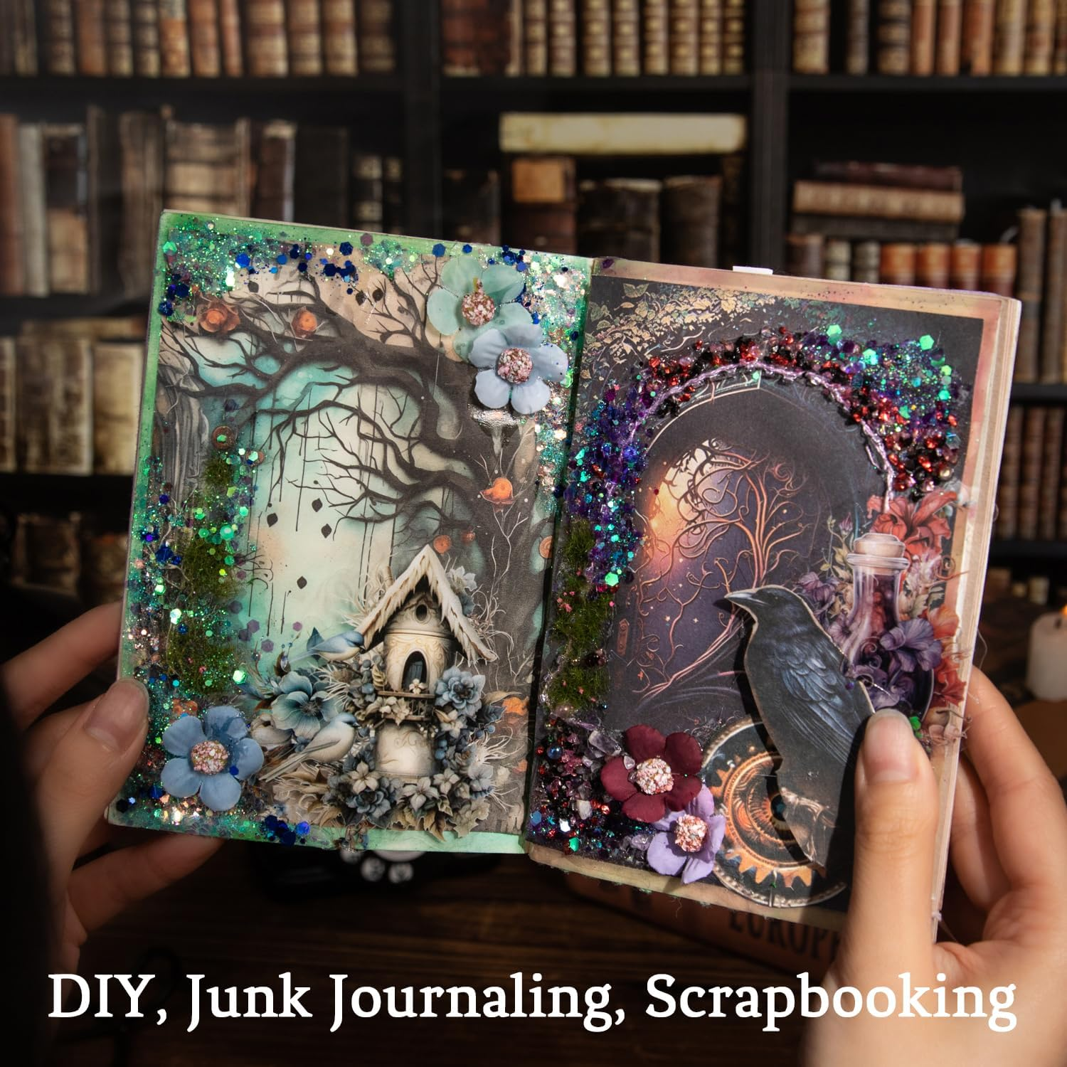 MIYOULUNA 180Pcs Vintage Gothic Scrapbook Paper, Antique Junk Journal Supplies for Scrapbooking Kit, Aesthetic Tree, Spider, Door, Book Designs for Creative Journaling, DIY Crafts image number 5