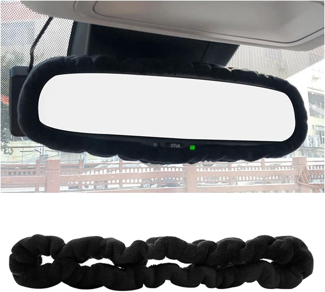 Car Rearview Mirror Cover, Auto Interior Elastic Comfortable Rear View Mirror Protector Decorative Accessories for Girls Women Man Gift, Universal for Vehicles, SUV, Truck, RV (Pink)