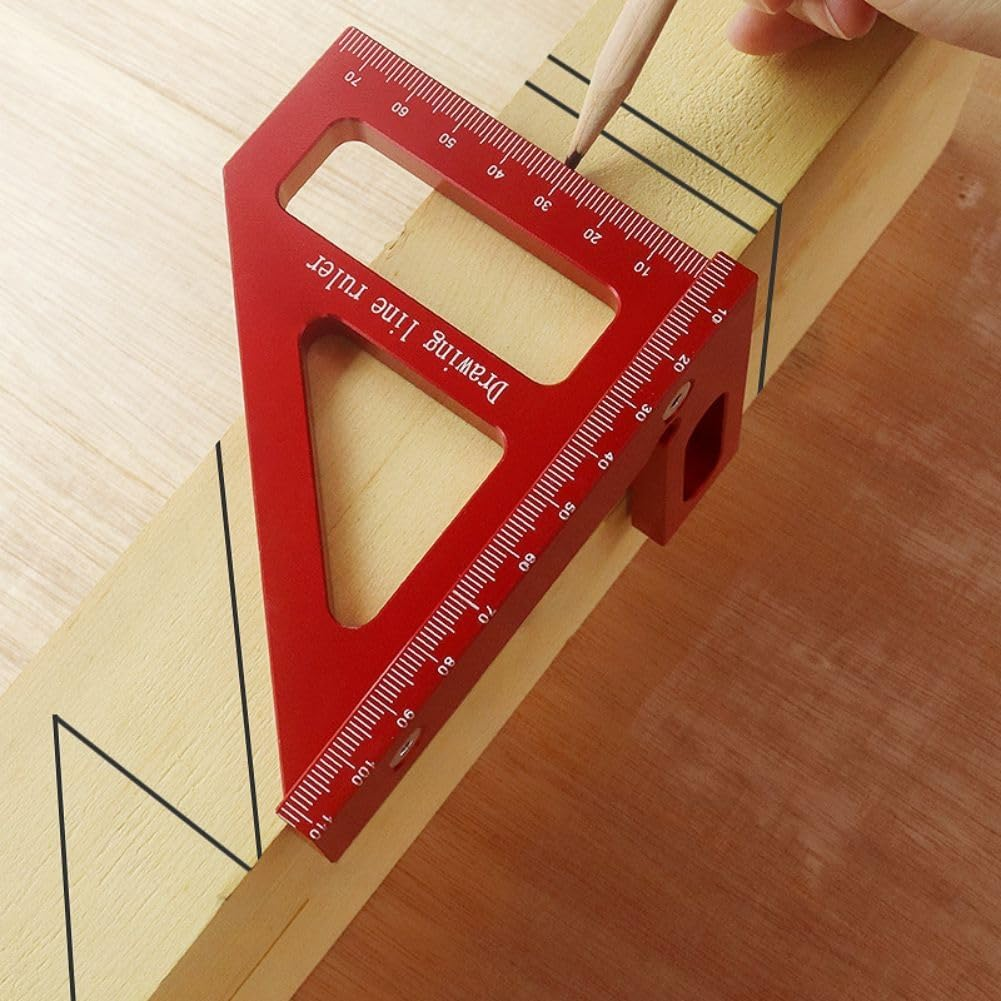3D Multi-Angle Measuring Ruler, 45/90 Degree Aluminum Alloy Woodworking Square Protractor, Drawing Line Miter Triangle, High Precision Layout Tool for Engineer Carpenter image number 4