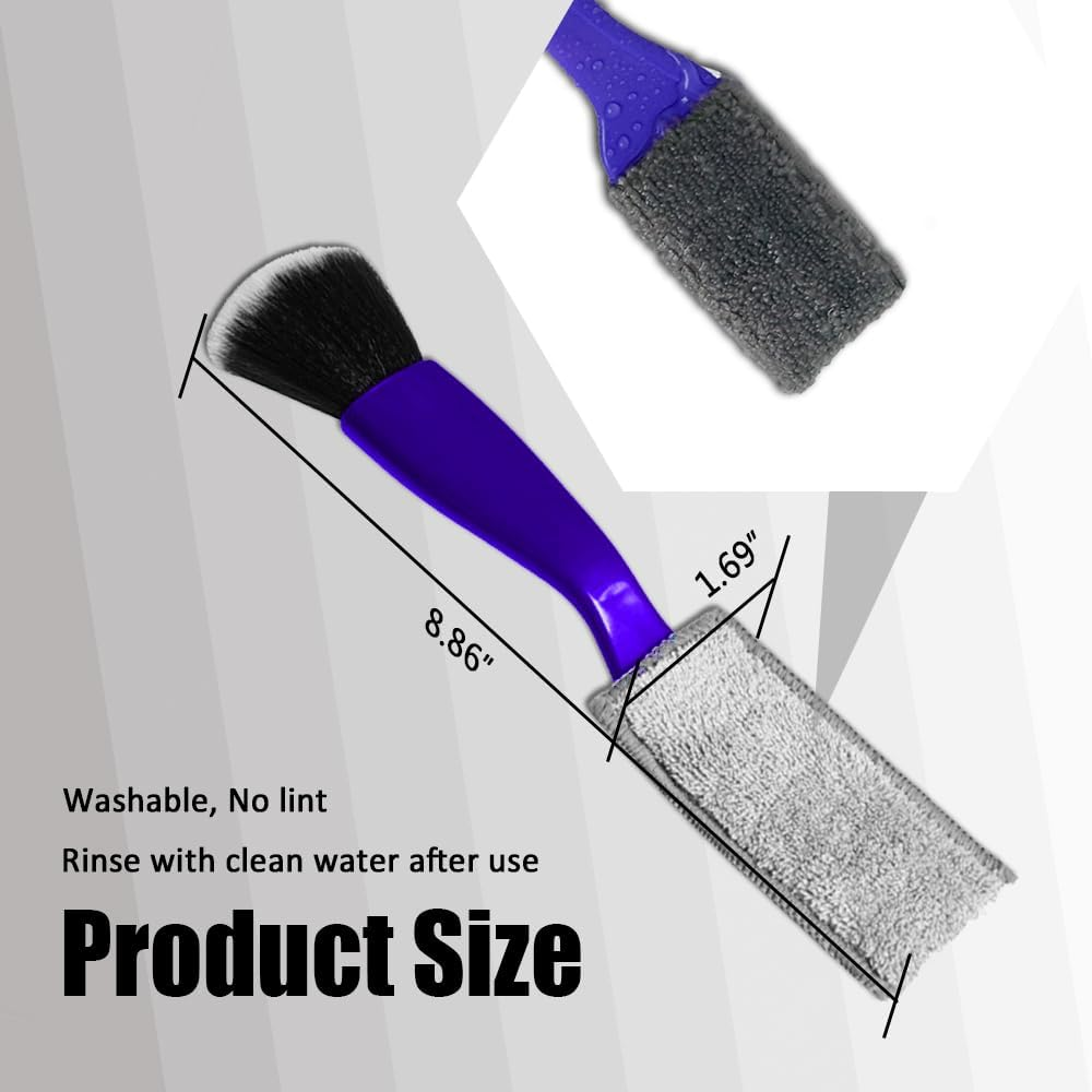 Double Head Brush for Car Clean, Car Detailing Brush, Car Interior Dust Brush, 2 in 1 Soft Portable Duster, Universal Car Interior Crevice Brush for Cleaning Panels, Air Vent, Dashboard (Blue) image number 5
