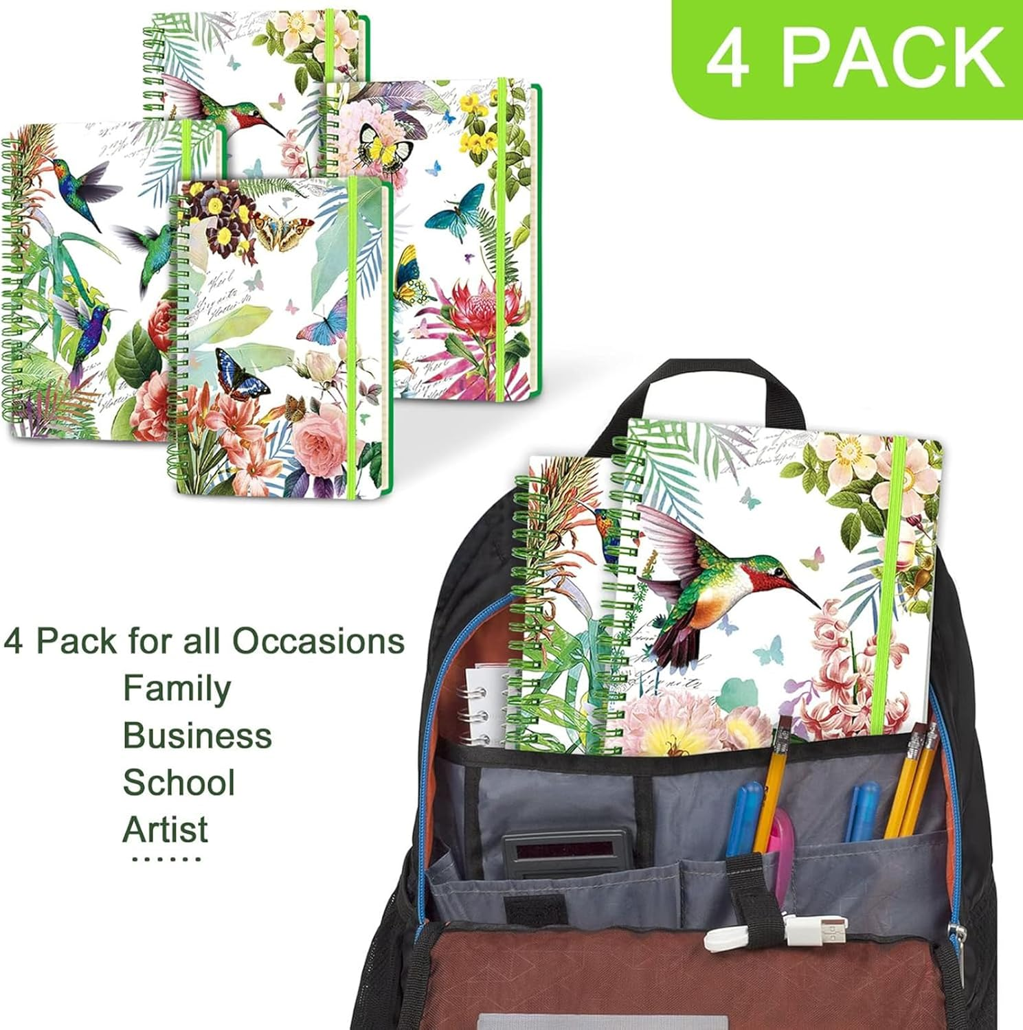 4Pack A5 Spiral Notebook, 160 Lined Pages 8.3X5.7" Hardcover Small Spiral Journal Bulks for Writing Note Taking Office Work Women Great Gifts image number 4