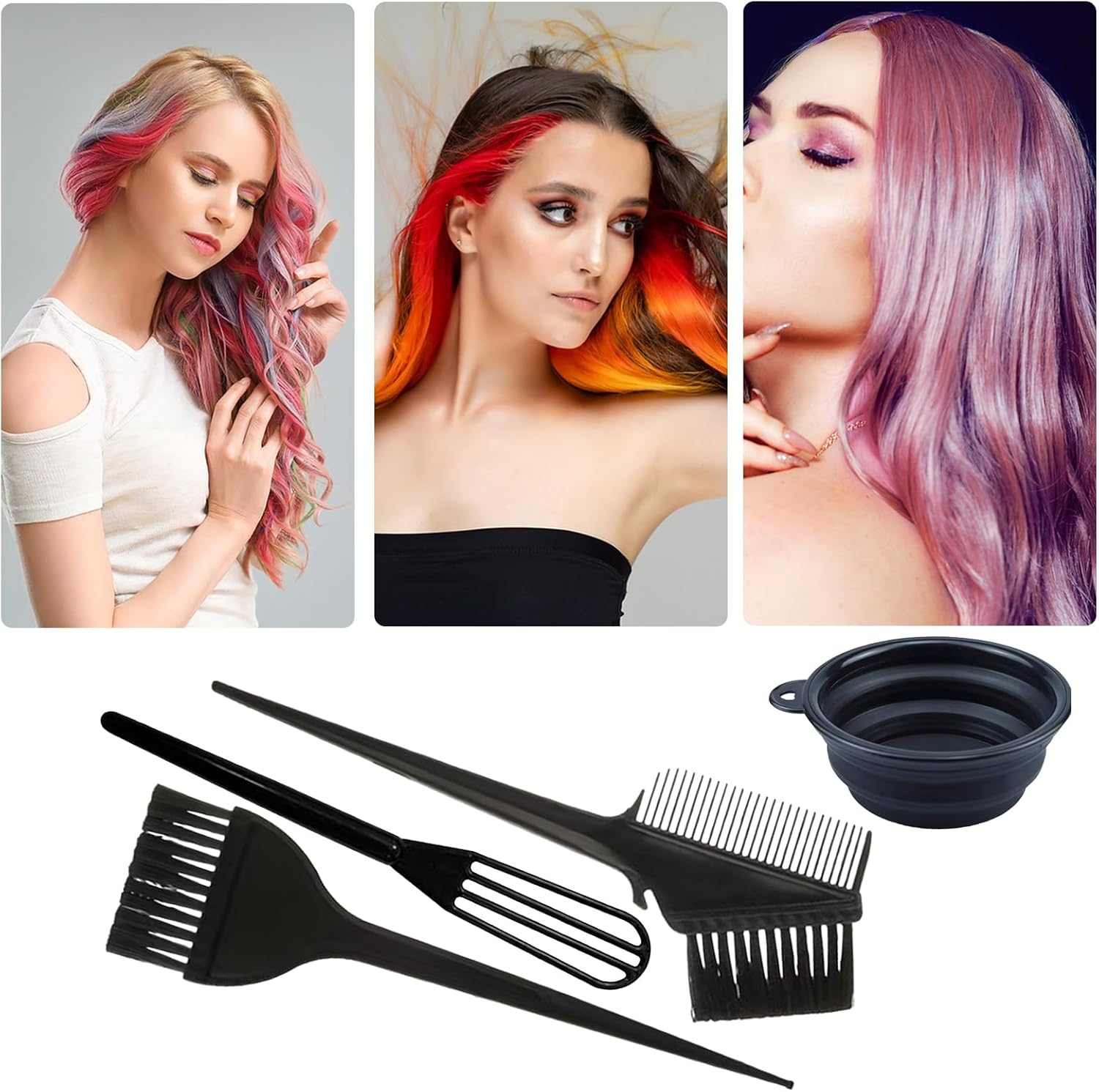 Lxtness 5 Pcs Hair Coloring Brushes, Hair Dye Brush and Mixing Bowl Set, Double-Sided Hair Dying Brushes Tint Comb Set,Highlighting Kit Ideal for DIY Home Salon image number 2
