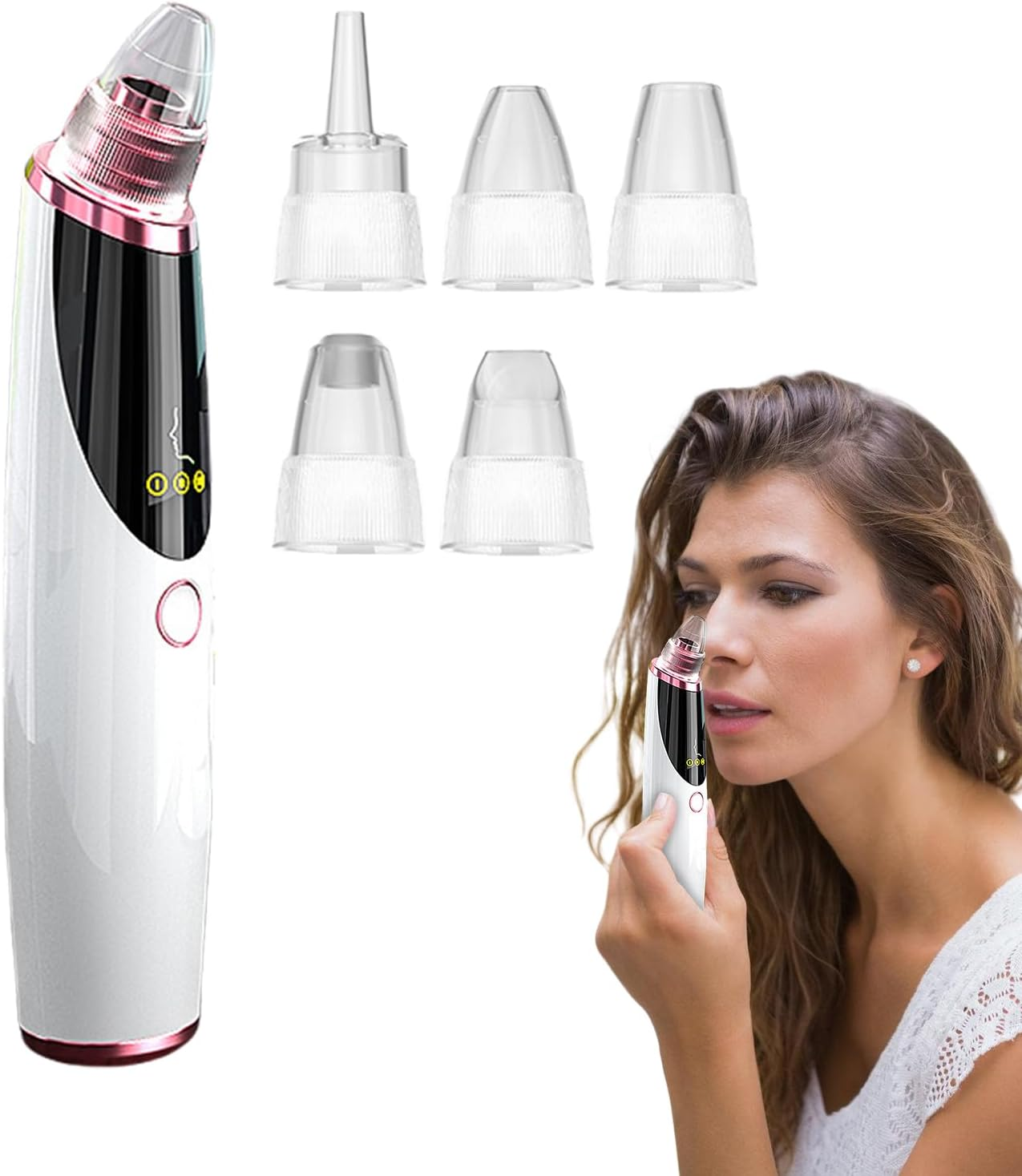 Pore Sucker | Rechargeable Pore Suction Remover with 5 Suction Heads - Vacuum Deep Cleaning Extraction Tool with 3 Adjustment Modes Pimple Cleaner for Nose Home Daily image number 6