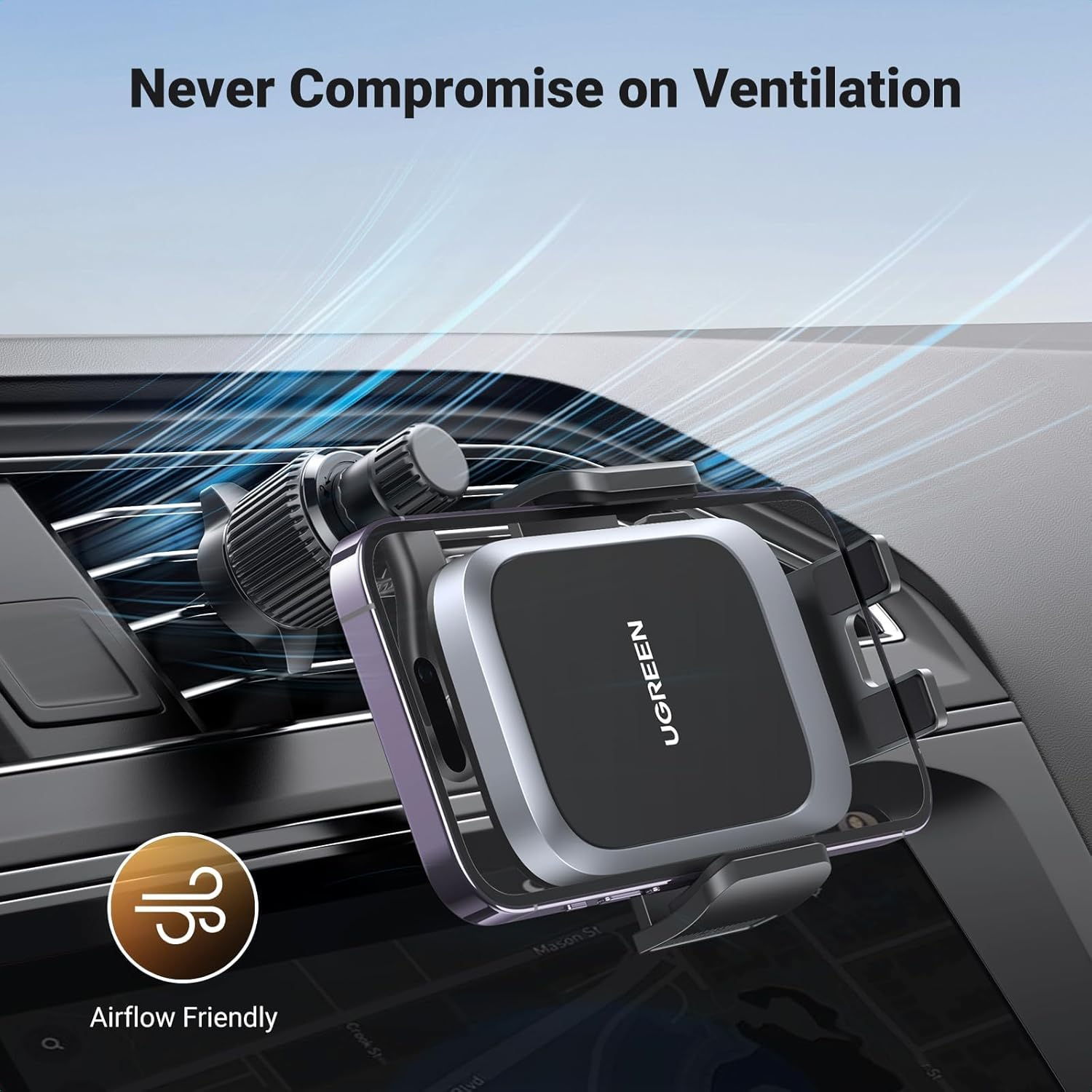 UGREEN Car Phone Holder Air Vent Mount, 360&deg; Swing Arm, Best Viewing Angle Cradle, Compatible with Iphone 16 Pro Max, Galaxy S24 Ultra, Etc. image number 1