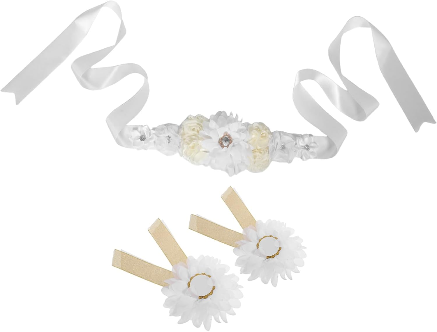 Bestonzon Adjustable Maternity Flower Sash Belt for Pregnant Women Soft Breathable Belly Band with Gentle Compression Support for Shower Pregnancy Photos and Party Accessories image number 3