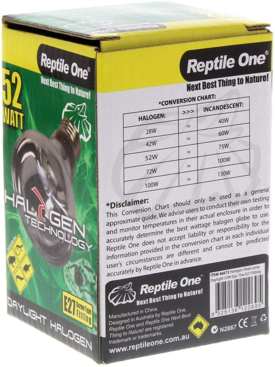 Halogen Heat Lamp Daylight 52W Eqv 75W E27 Kongs Reptile Light Vivarium Health image number 1