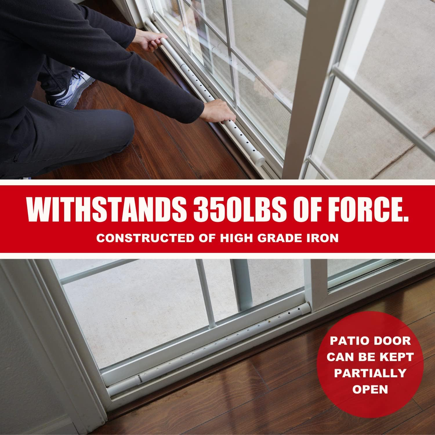 SECURITYMAN Adjustable Door Security Bar - Constructed of High Grade Iron - Great for Apartment Security or Home Protection Door Stoppers - (22.25&rdquo; - 43.7&rdquo; for Doors) (22.25&rdquo; - 39.25&rdquo; for Patio Doors) image number 4