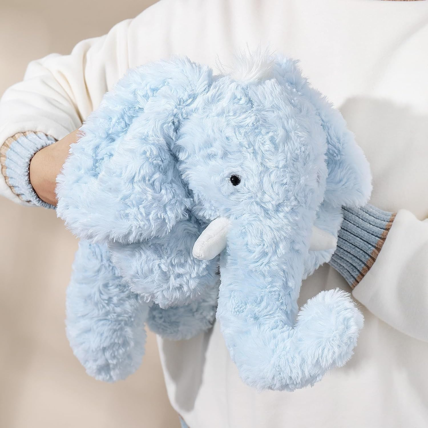 62CM Soft Elephant Stuffed Animal, Sturdy and Fluffy Blue Elephant Plush Toy for Kids Cuddle, Cute Plushy Hugging Pillow Toy for Kids(62X20X15Cm)