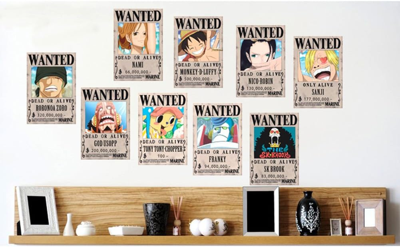 Vinctik 6&Fox 10 Pieces Anime One Piece Wanted Posters Style New Big Size, Anime Poster for Wall Decoration