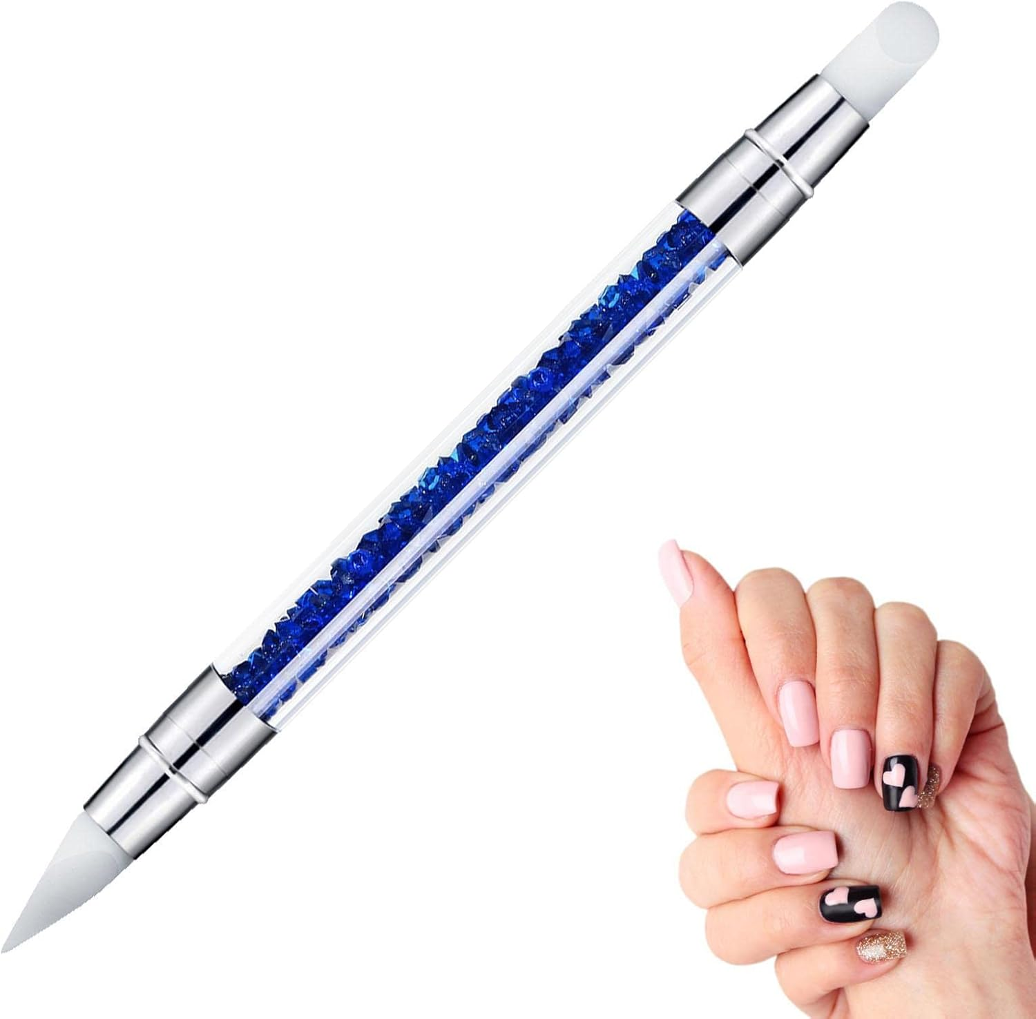 Nail Art Brush,Professional Nail Tools - Dual Head Carving Drawing Dotting Tool, Acrylic Rhinestone Handle, Art Tools for Carving, Shaping Shwing image number 2