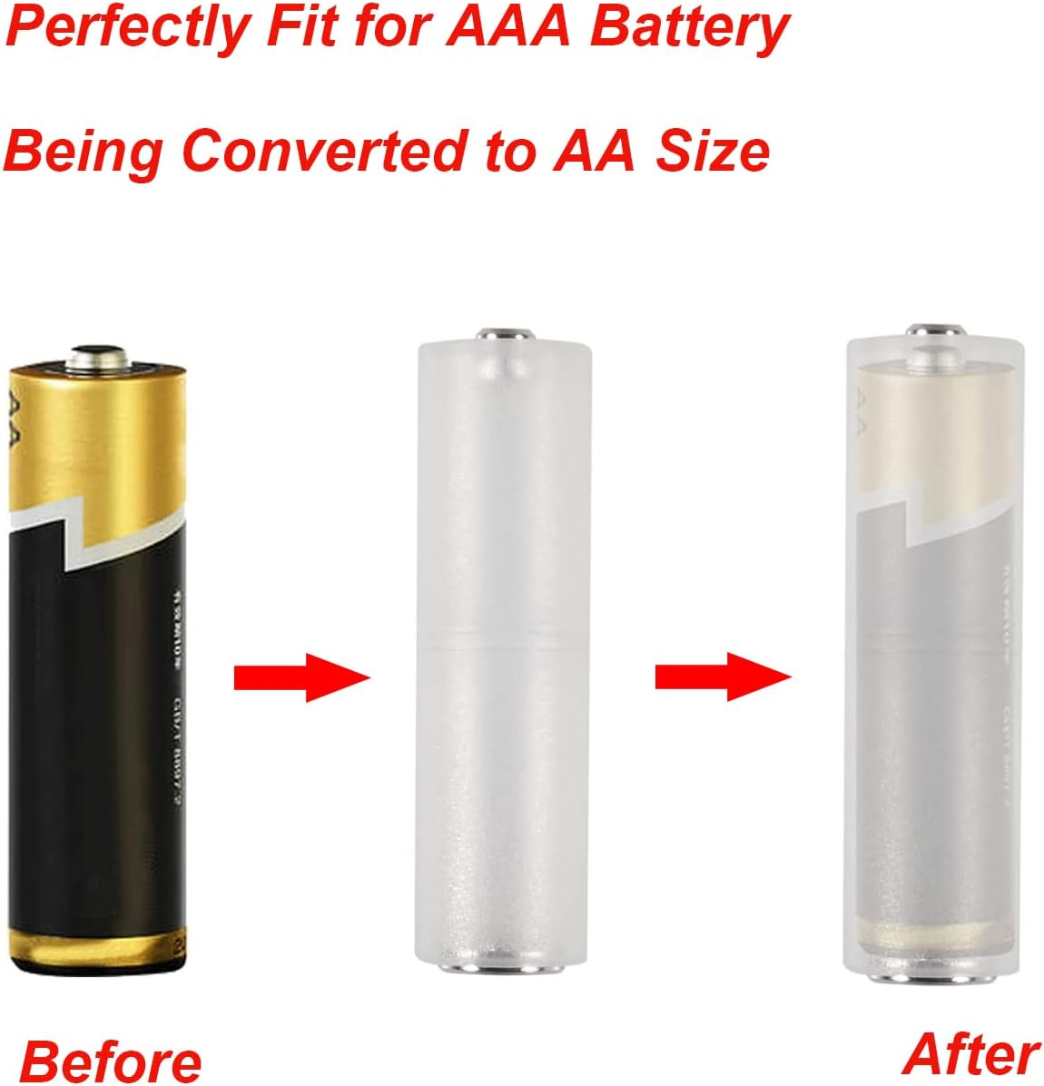 DIANN 10Pcs AAA to AA Converter AAA to AA Battery Adapter AAA to AA Battery Converter Holder AAA to AA Adapter image number 4