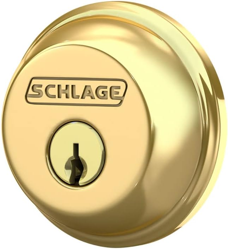 Schlage B60N Single Cylinder Deadbolt, Bright Brass image number 5